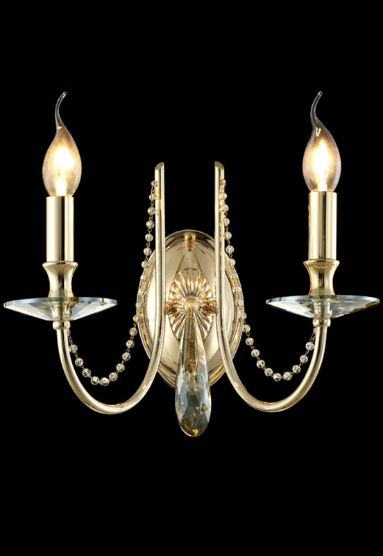 Бра Crystal Lux VICTORIA AP2 GOLD/AMBER