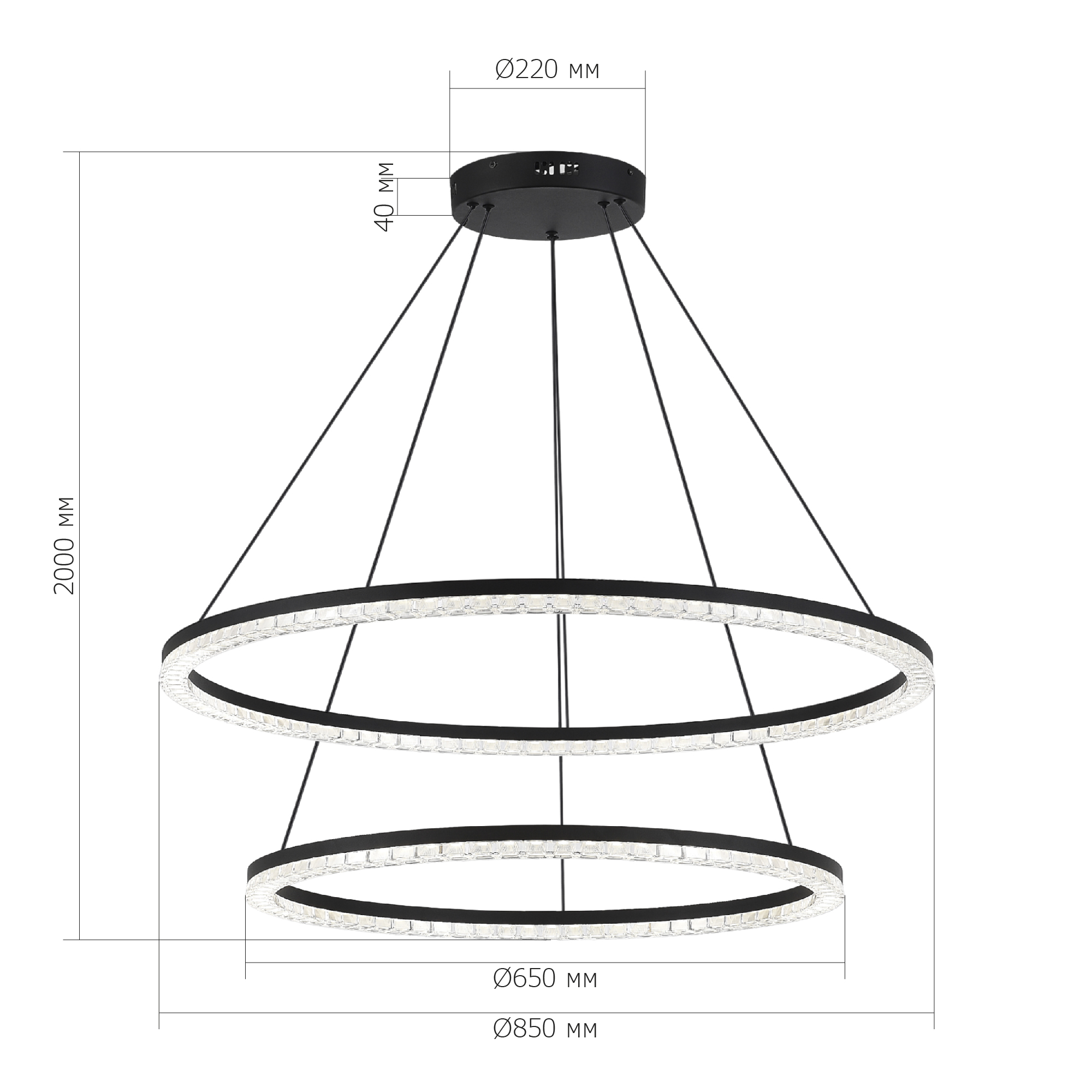SL1018.403.02 Светильник подвесной ST-Luce черный/прозрачный LED 1*96W 4000K EUCLIDICS