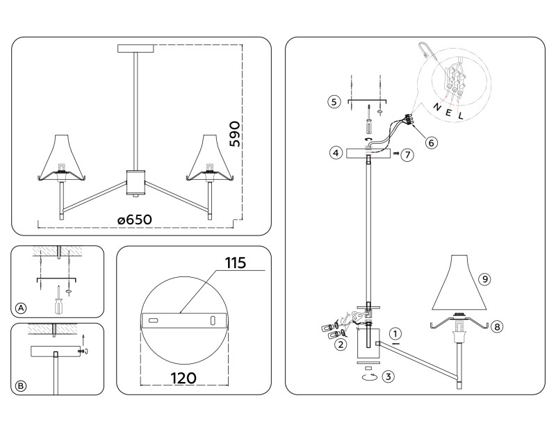 Люстра на штанге Ambrella Light LH57121