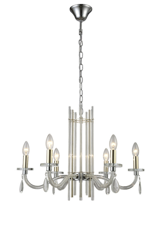 Подвесная люстра Crystal Lux AURELIO SP6 GOLD+CHROME/TRANSPARENT