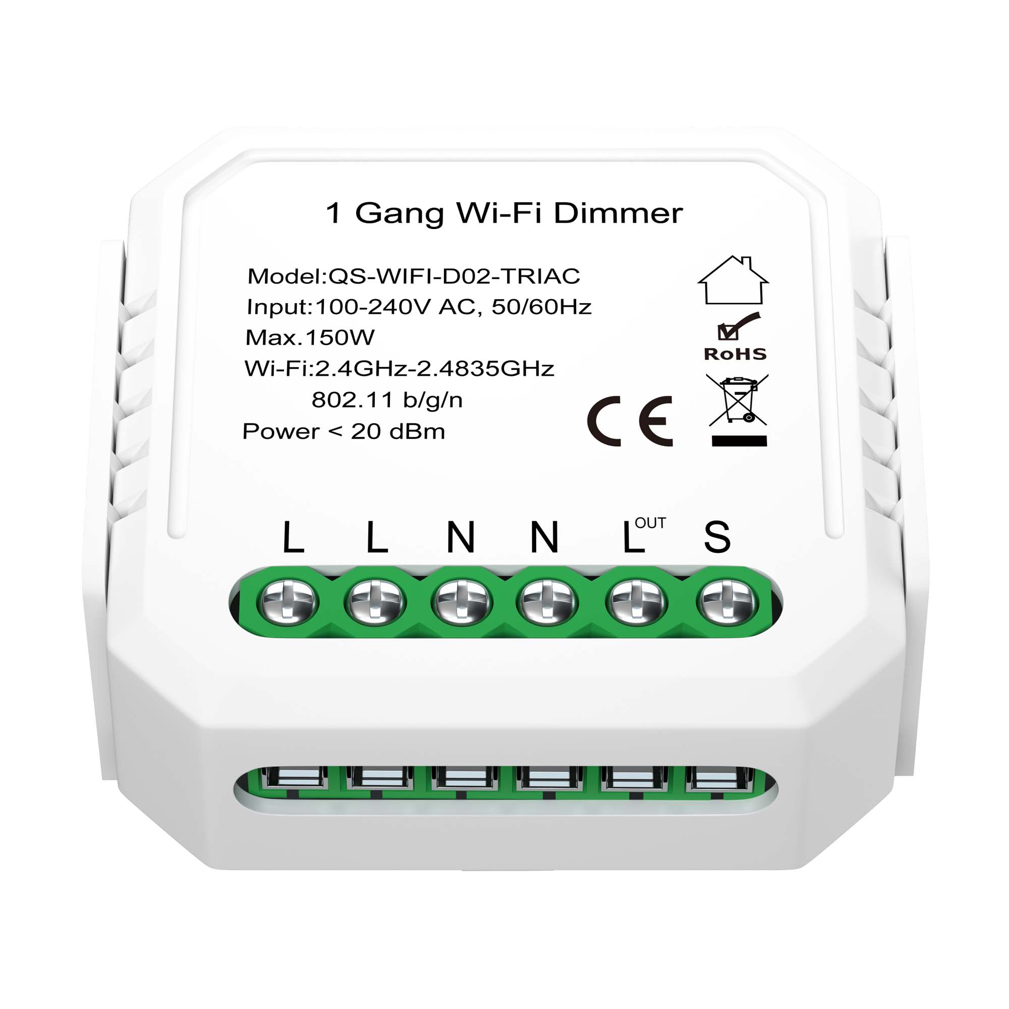 ST9000.500.01C WI-FI реле 1 канал,250W, IP20, L46xW46xH18, 230V, Белый AROUND