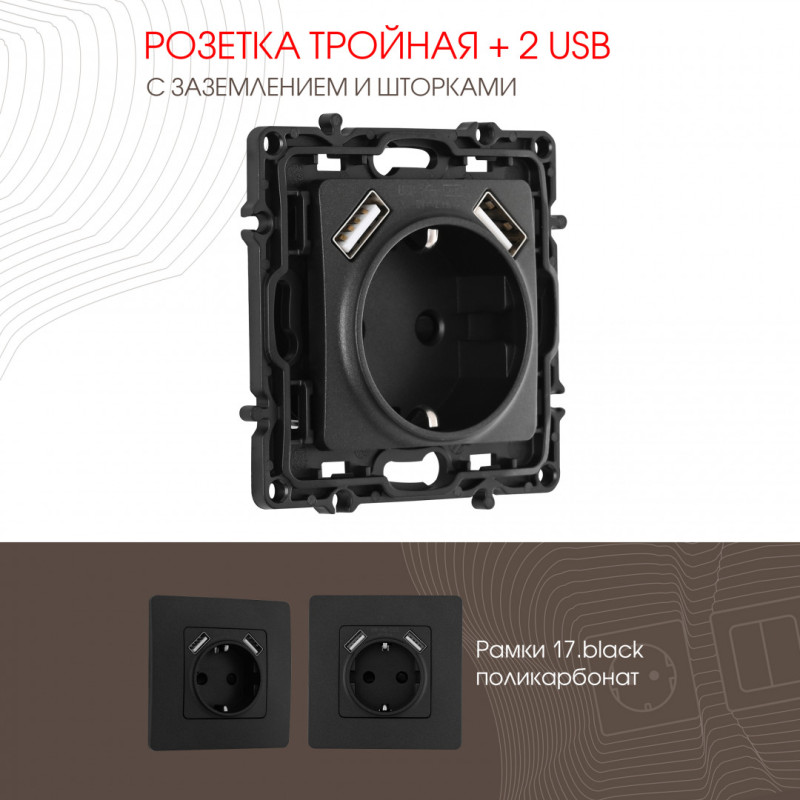 Розетка Arte Milano 217.47-1.black