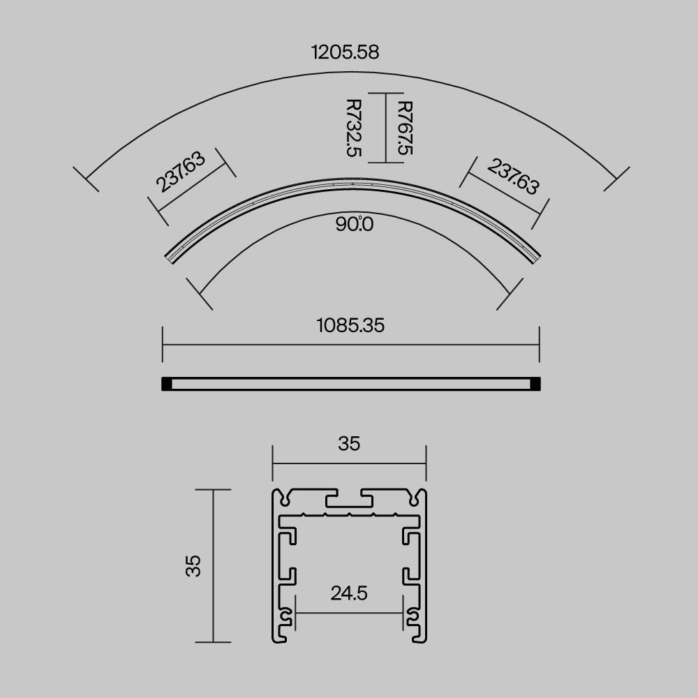 Профиль Led Strip ALM-3535R-B-D-90°-1.5M