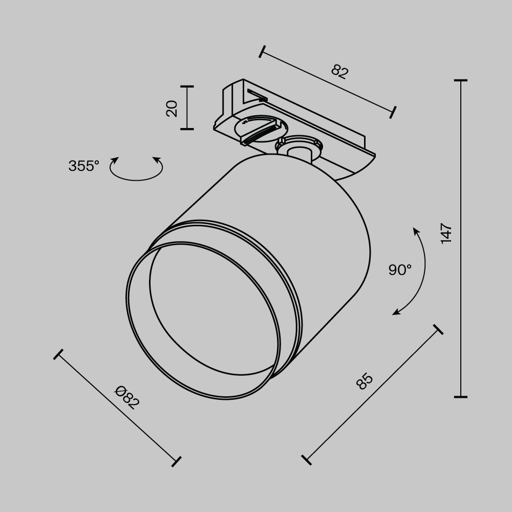 Трековый светильник Technical TR088-1-GX53-W
