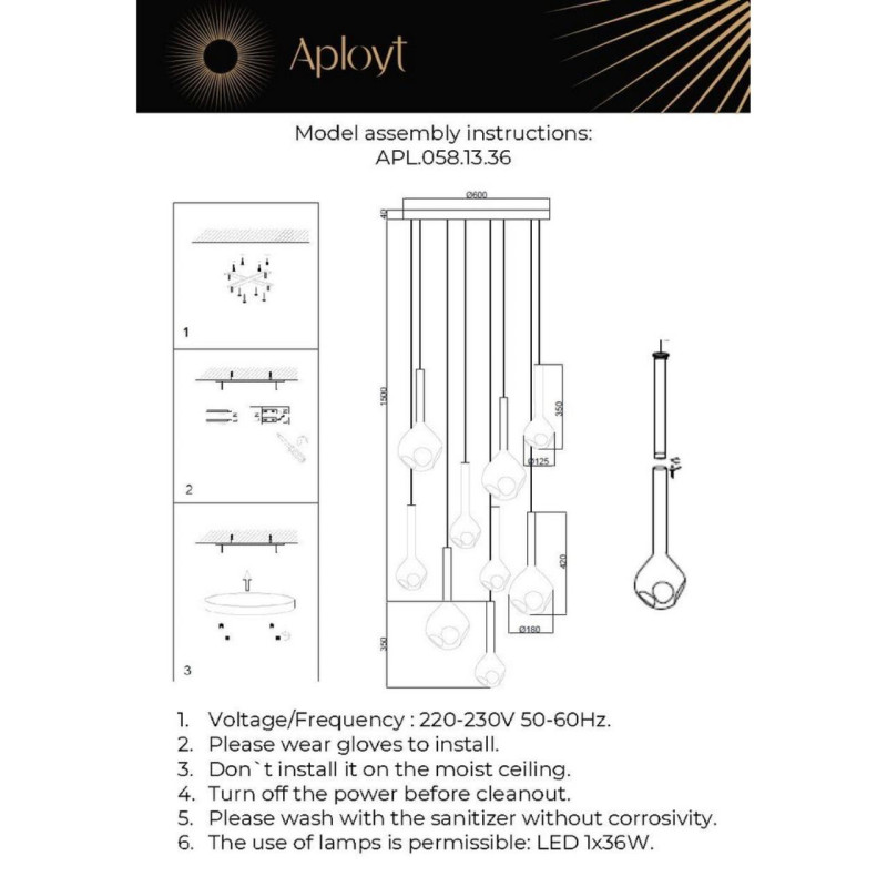 Каскадная люстра APLOYT APL.058.13.36
