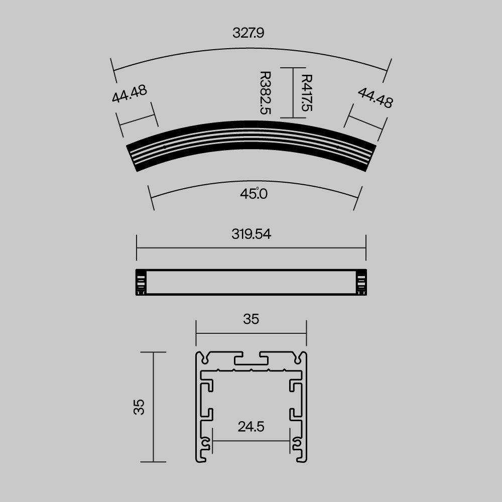 Профиль Led Strip ALM-3535R-B-D-45°-0.8M