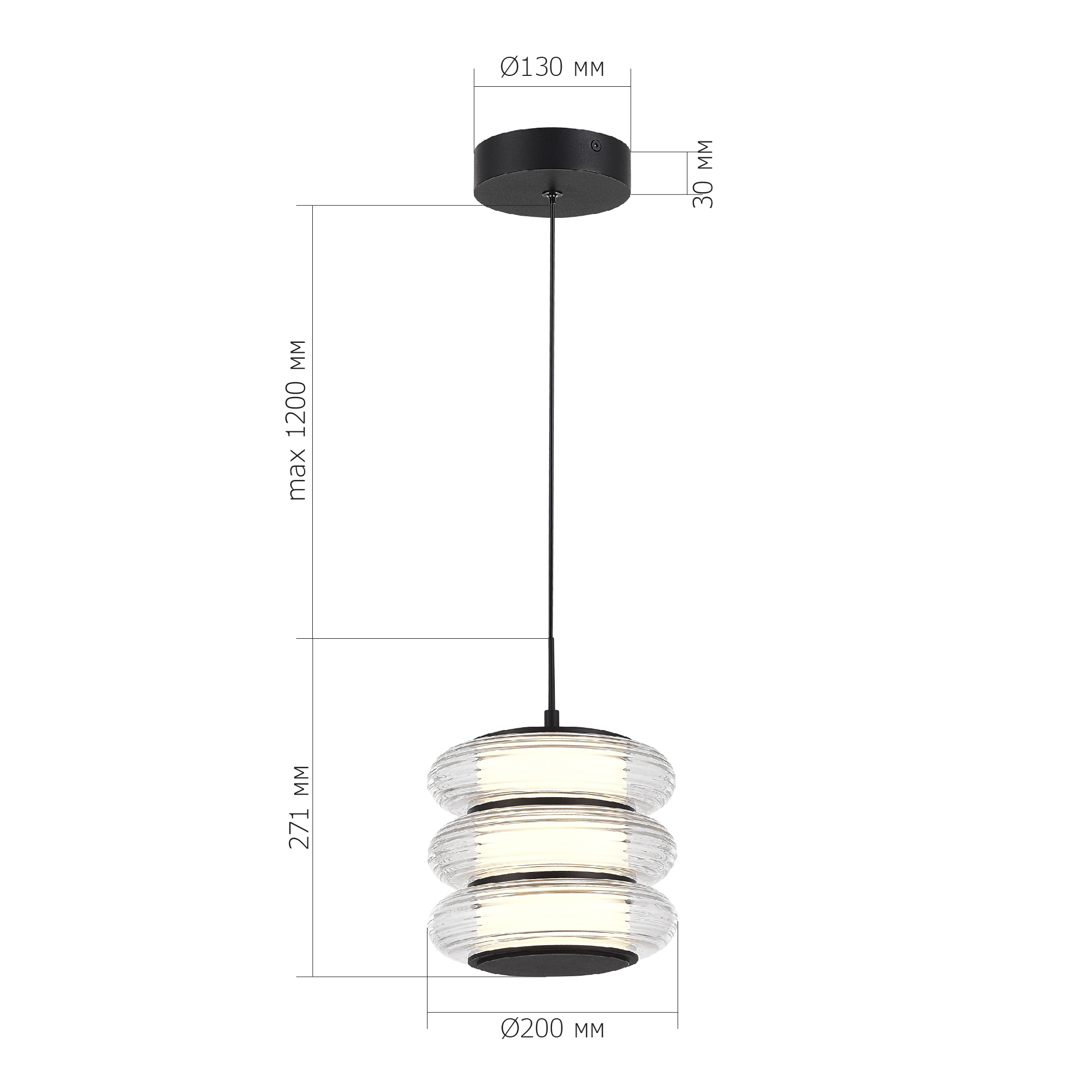 SL6239.403.03 Светильник подвесной ST-Luce черный/прозрачный LED 1*16W 3000K FRITTELA