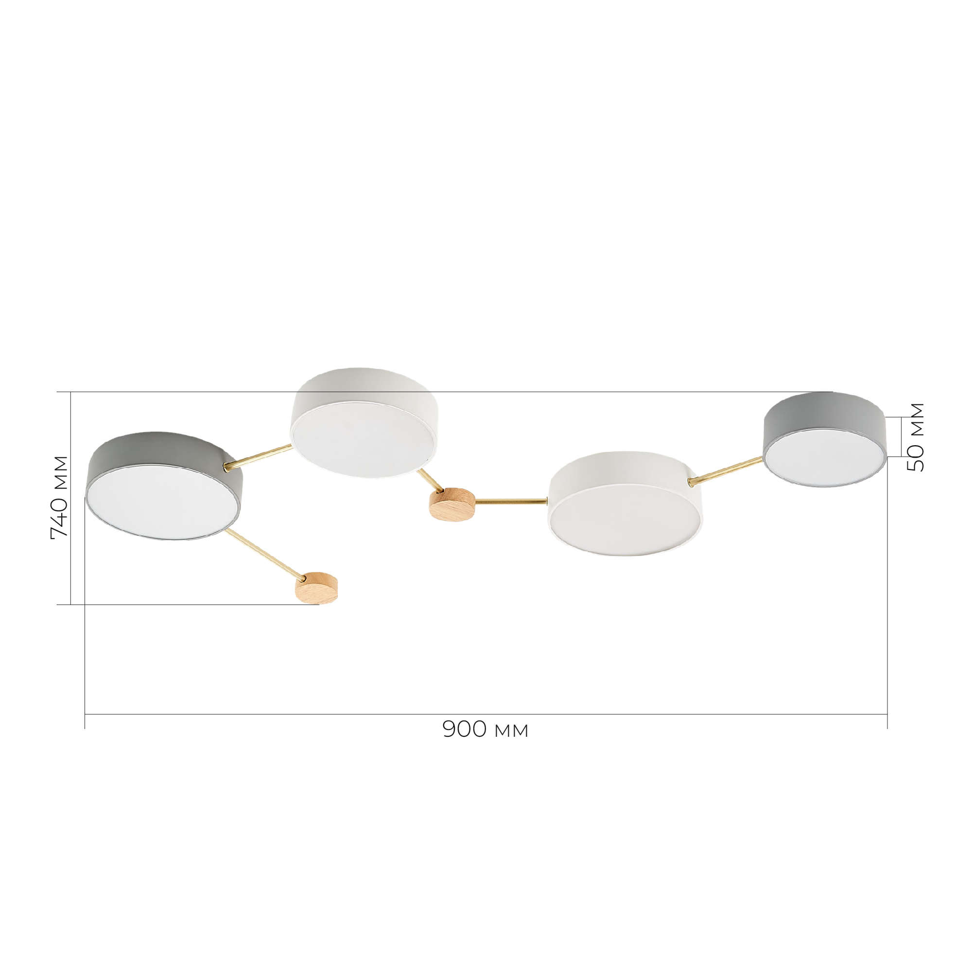 SLE600102-04 Светильник потолочный Золотистый, Светлое дерево/Белый, Серый LED 4*16,5W 4000K DOSSENA