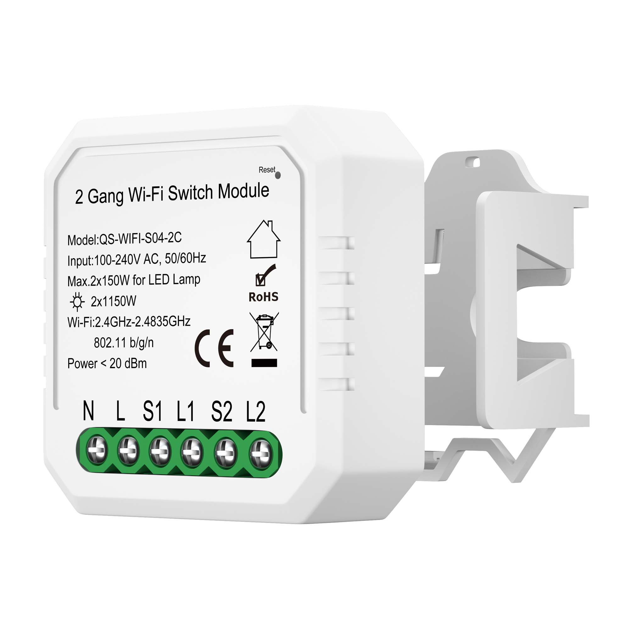 ST9000.500.02C WI-FI реле 2 канала, 2x150W,IP20, L46xW46xH18,230V, Белый AROUND