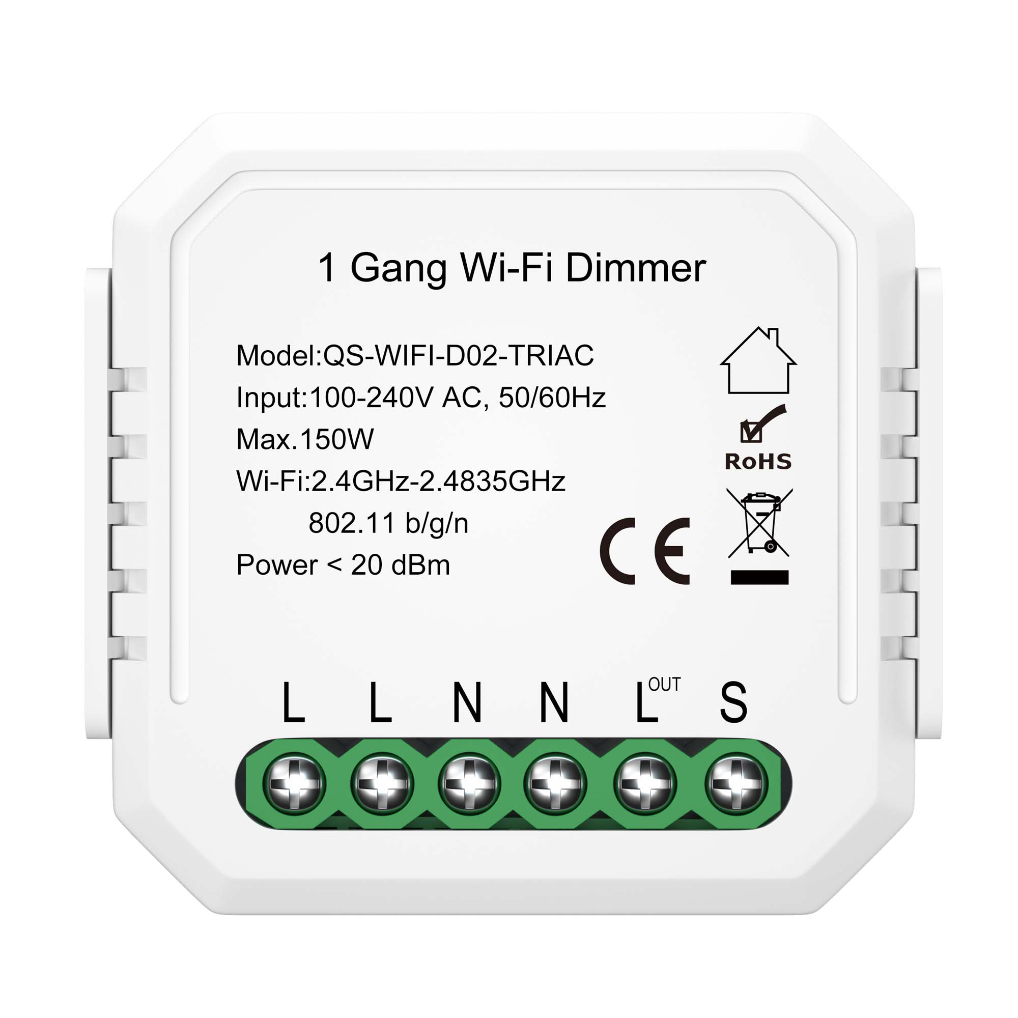 ST9000.500.01C WI-FI реле 1 канал,250W, IP20, L46xW46xH18, 230V, Белый AROUND