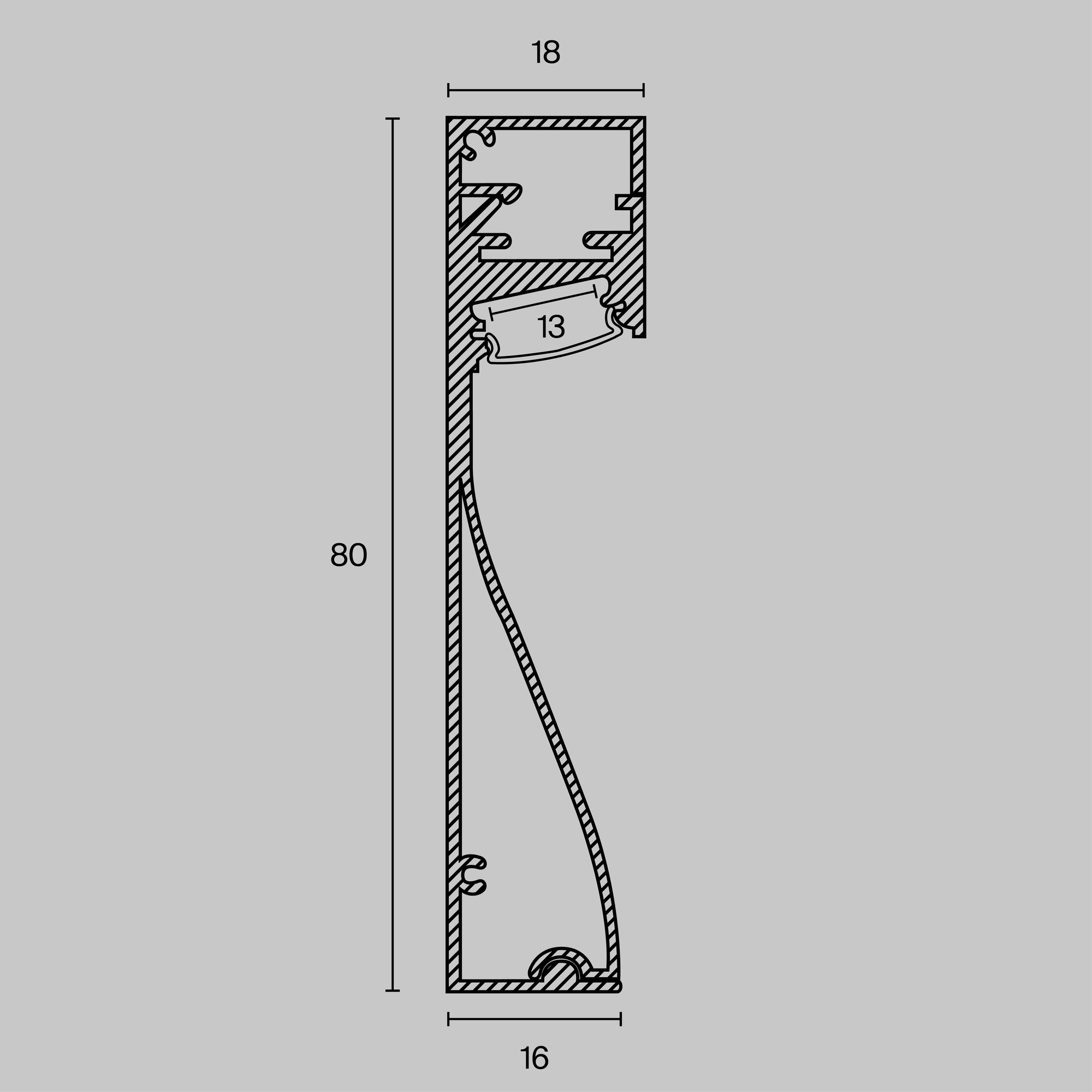 Профиль Led Strip ALM-8018-B-2M