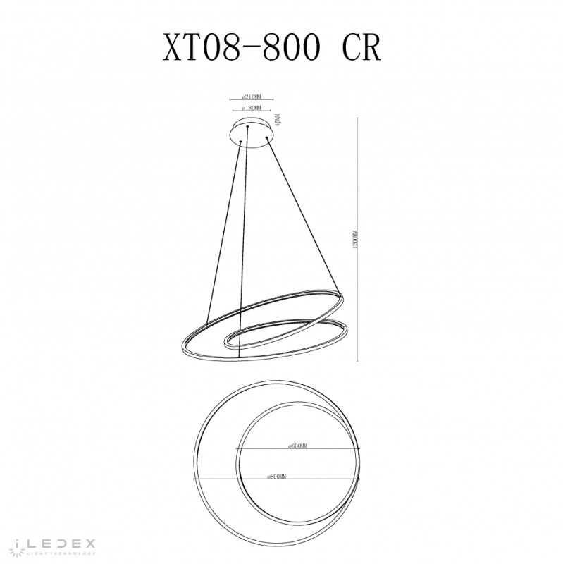 Подвесная люстра iLedex XT08-D800 CR