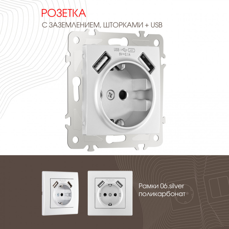 Розетка Arte Milano 206.47-1.silver