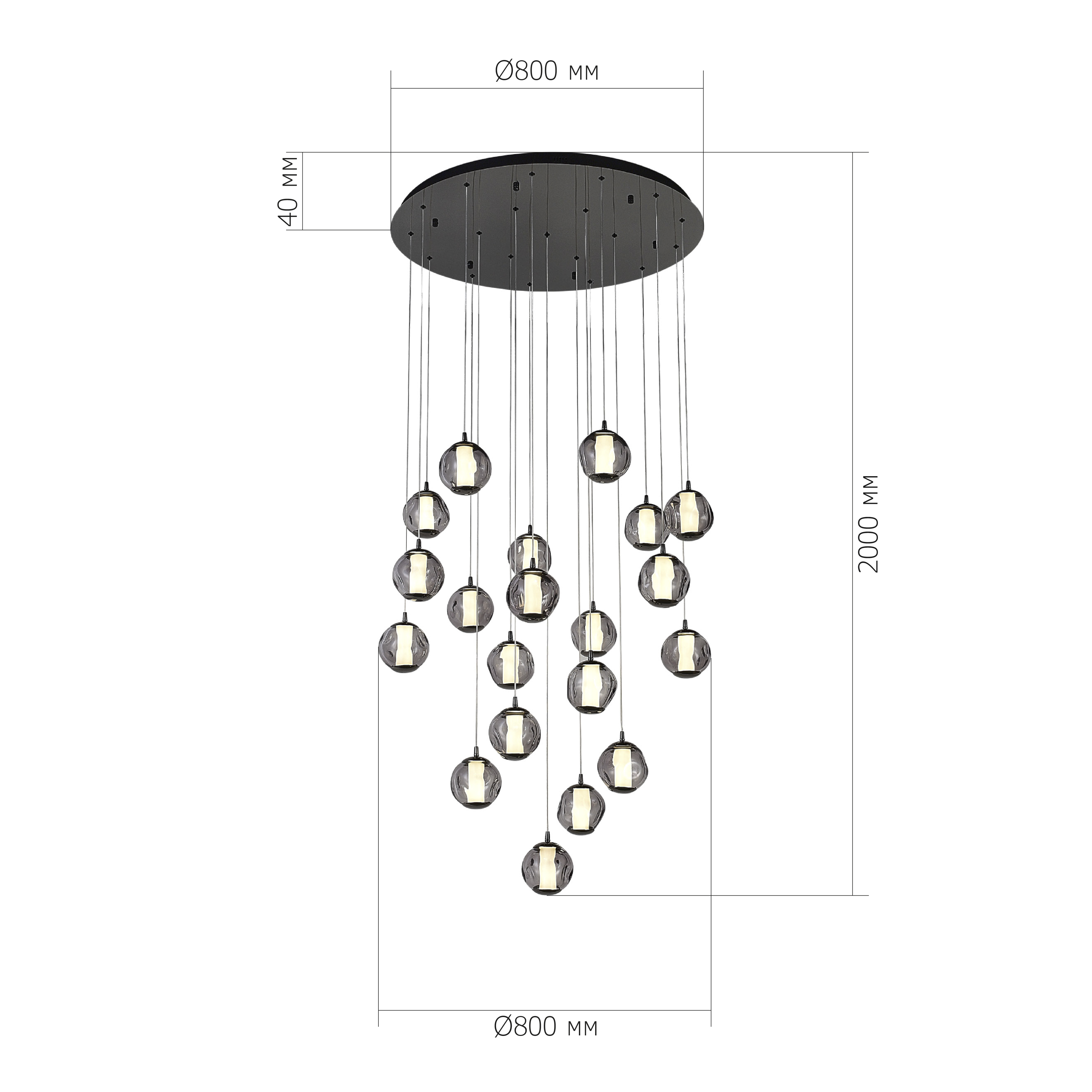 SL6520.403.20 Светильник подвесной ST-Luce черный жемчуг/прозрачно-дымчатый LED 1*100W 4000K HELMI