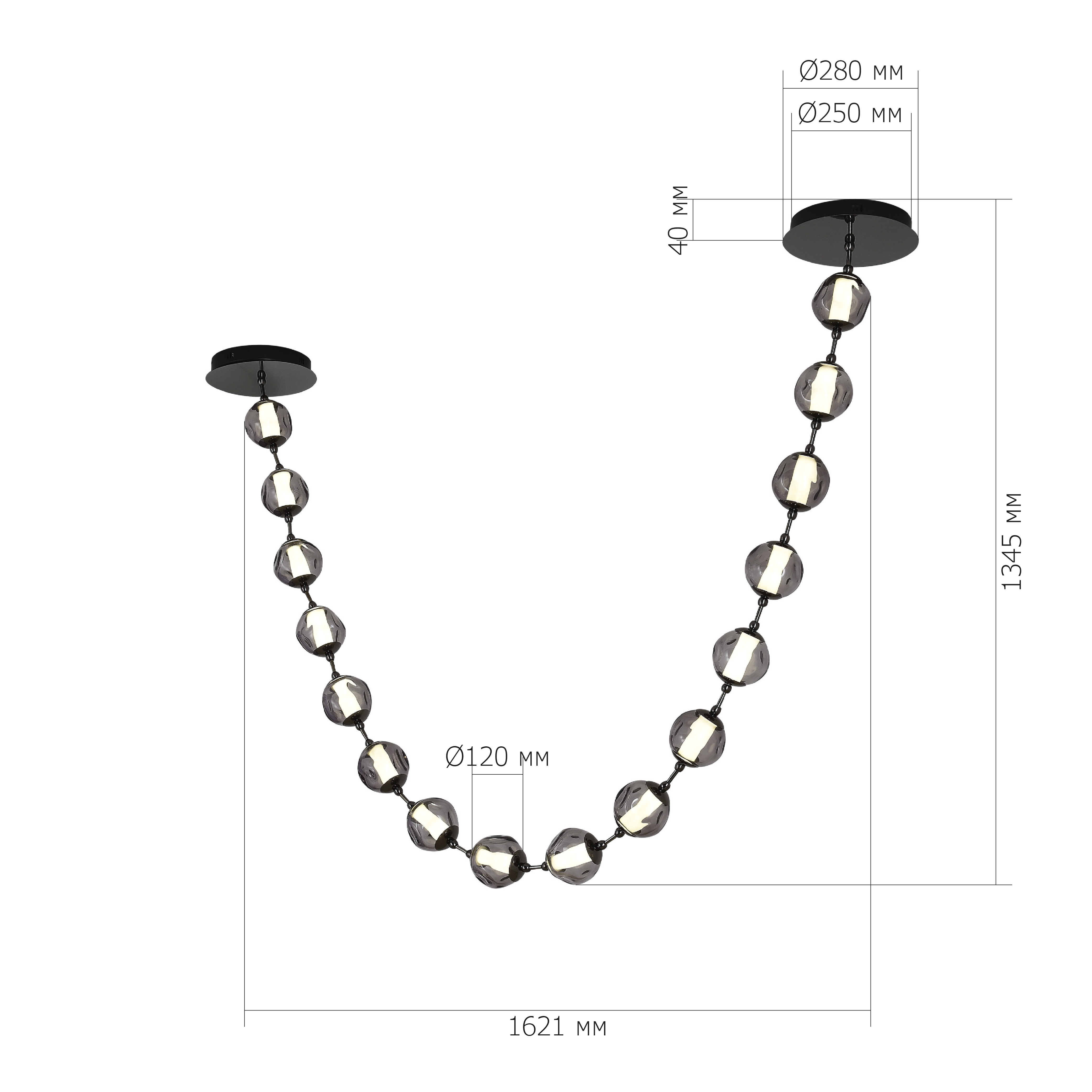 SL6520.403.16 Светильник подвесной ST-Luce черный жемчуг/прозрачно-дымчатый LED 1*80W 4000K HELMI