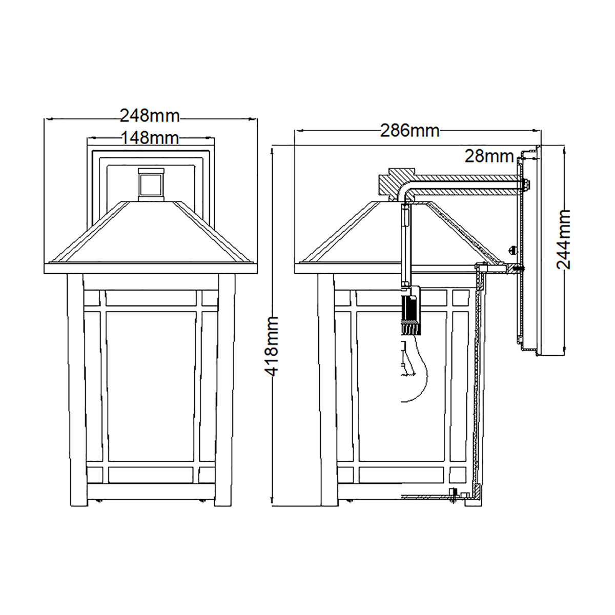 Настенный фонарь Quoizel, Арт. QZ-CEDAR-POINT-L-BK
