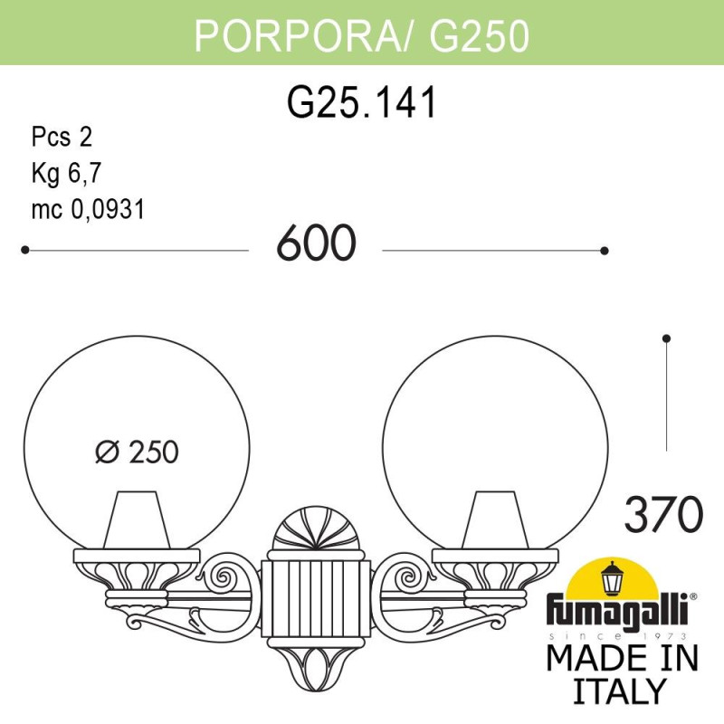 Светильник настенный Fumagalli G25.141.000.BZF1R