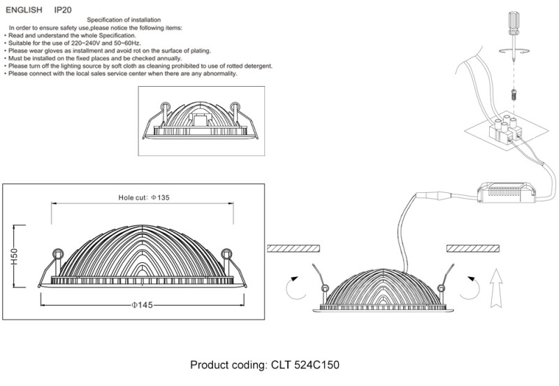 Встраиваемый светильник Crystal Lux CLT 524C150 WH