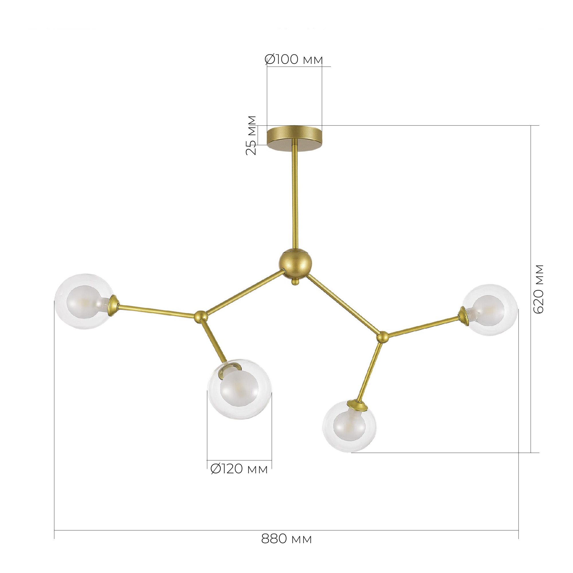 SLE1106-203-04 Светильник подвесной Золотистый/Прозрачный, Белый G9 LED 4*5W ARCUS