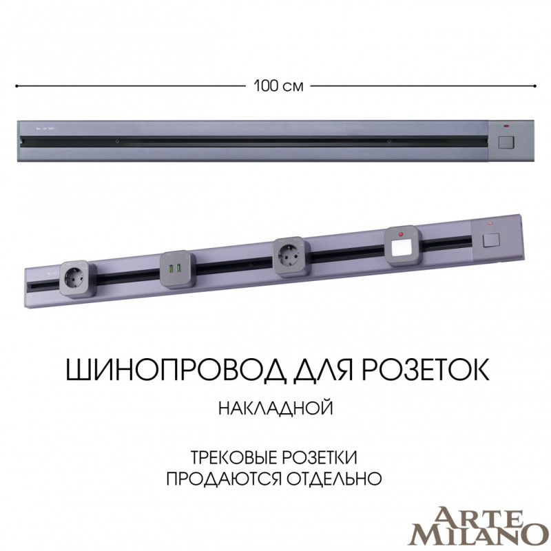 Трековая система розеток Arte Milano 385201TOB/100 Grey
