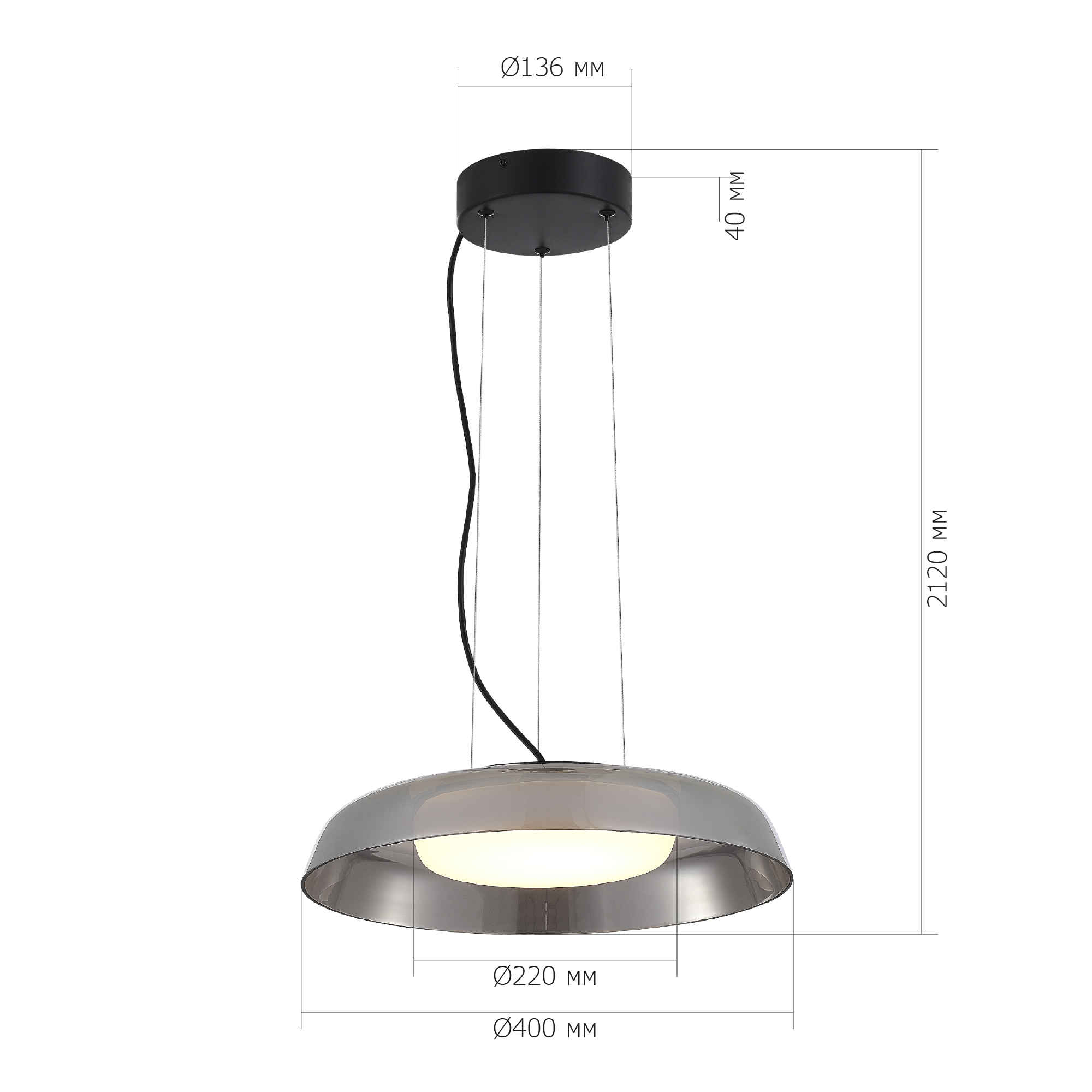 SL6019.413.01 Светильник подвесной ST-Luce Черный/Дымчатый, Белый LED 1*36W 3000K FORAY