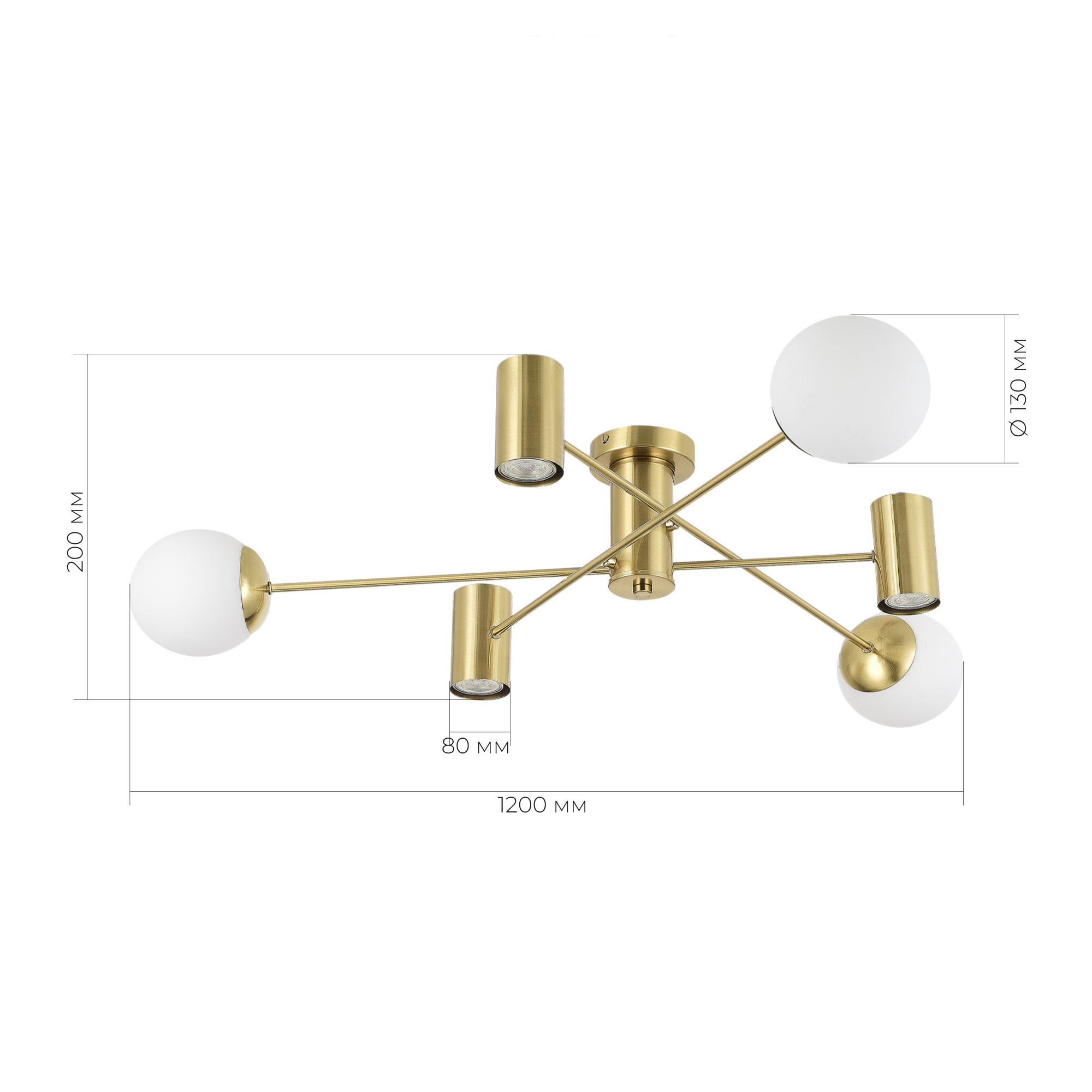 SLE1105-302-06 Светильник потолочный Латунь/Белый GU10+E27 3+3*5+60W RAITO