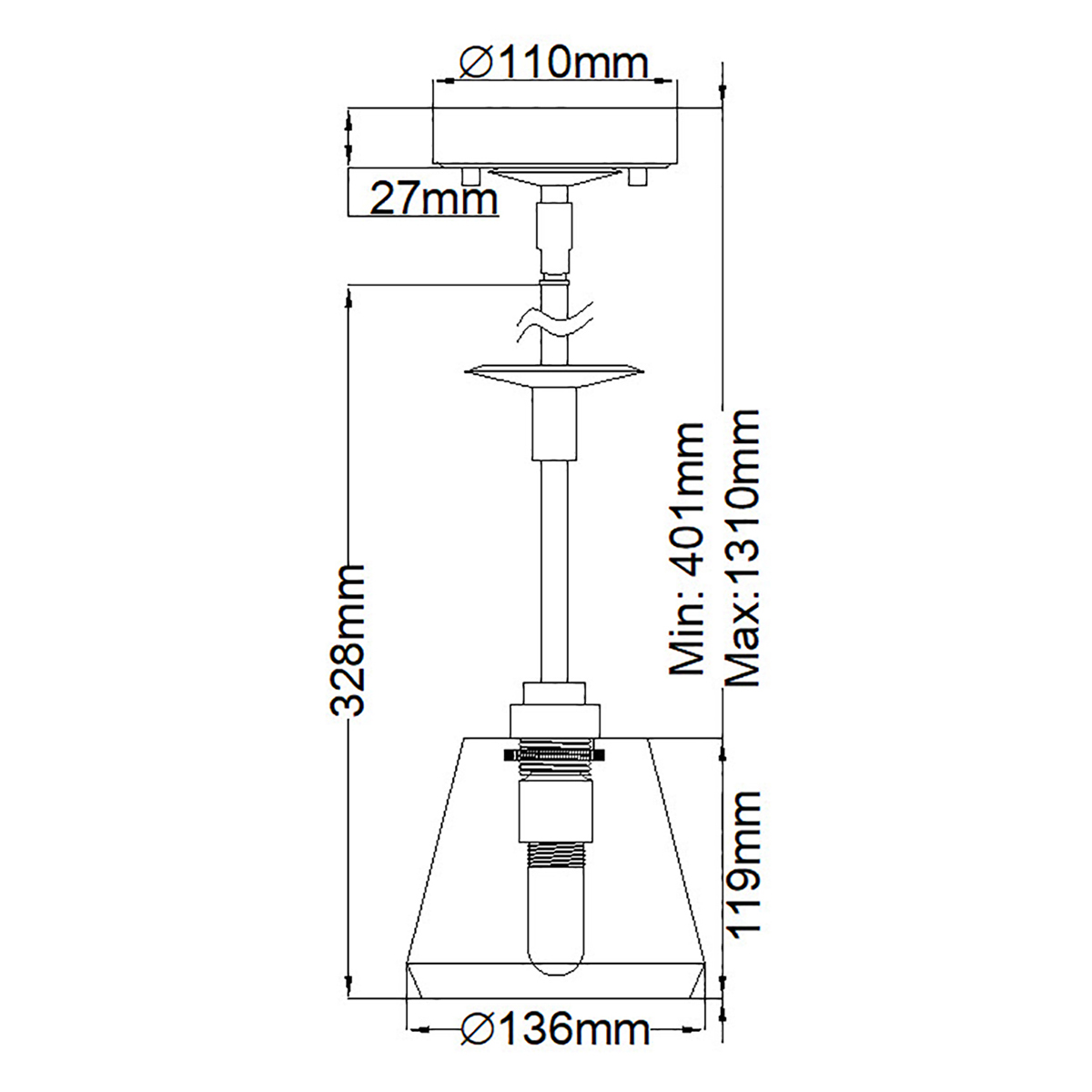 Подвесной светильник для ванных комнат Elstead Lighting, Арт. BATH-AGATHA1P-BN