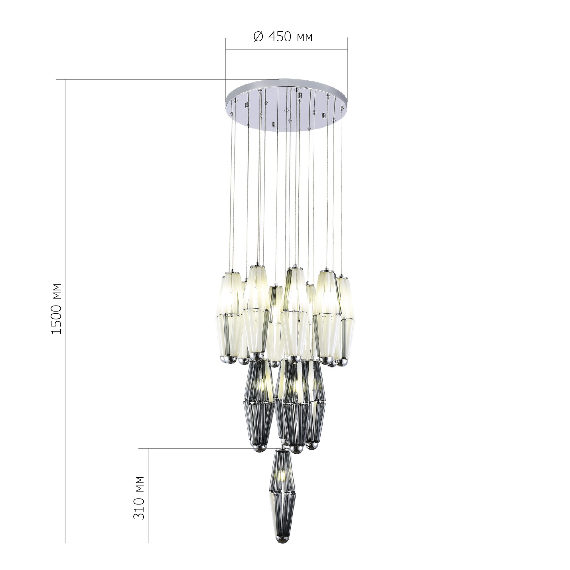SL1242.103.16 Светильник подвесной ST-Luce Хром/Дымчатый, Молочный G9 16*5W 4000K CIARA
