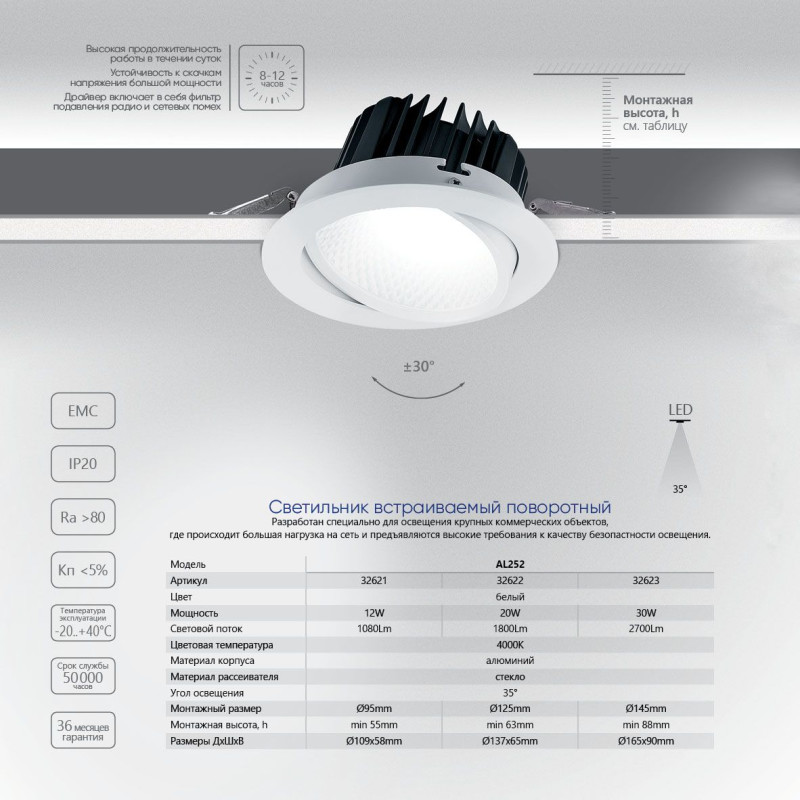 Светильник Downlight Feron 32622