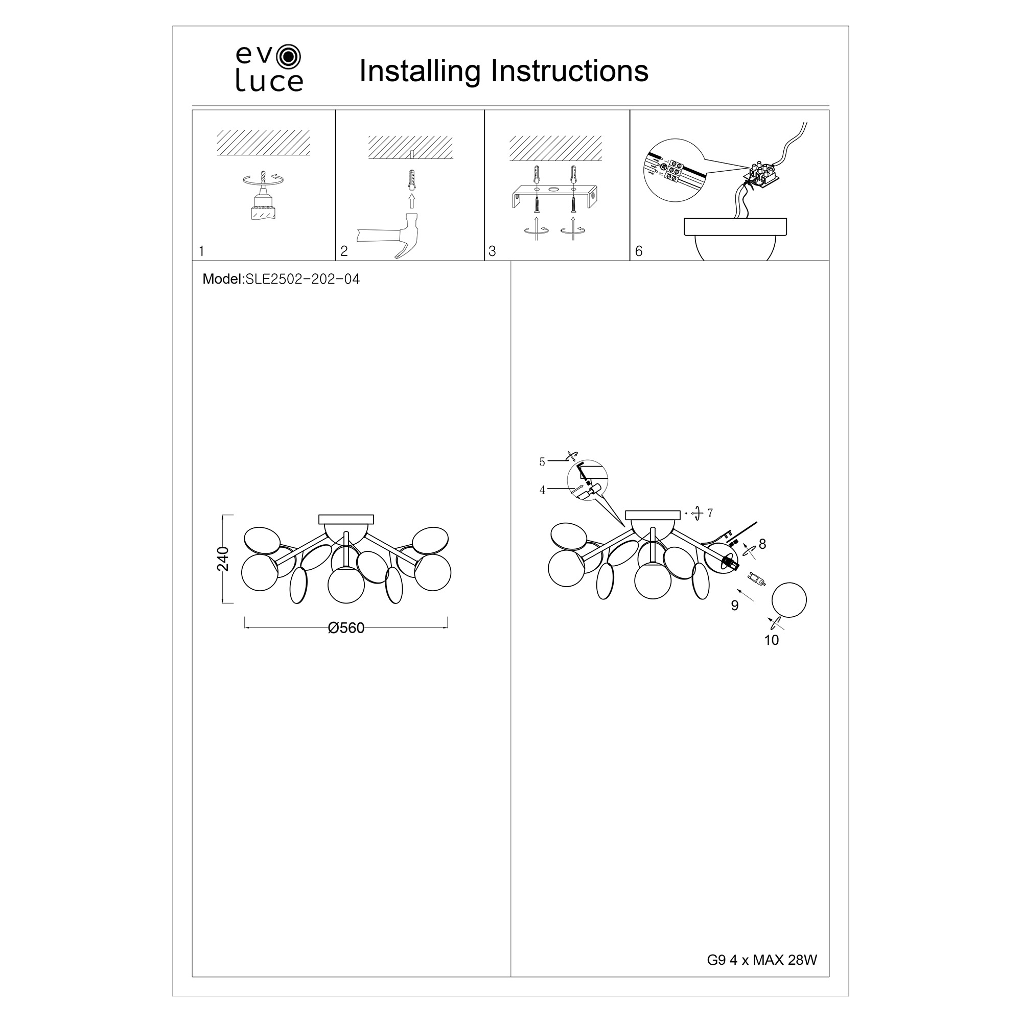 SLE2502-202-04 Светильник потолочный Золотистый/Разноцветный G9 LED 4*5W VOLA