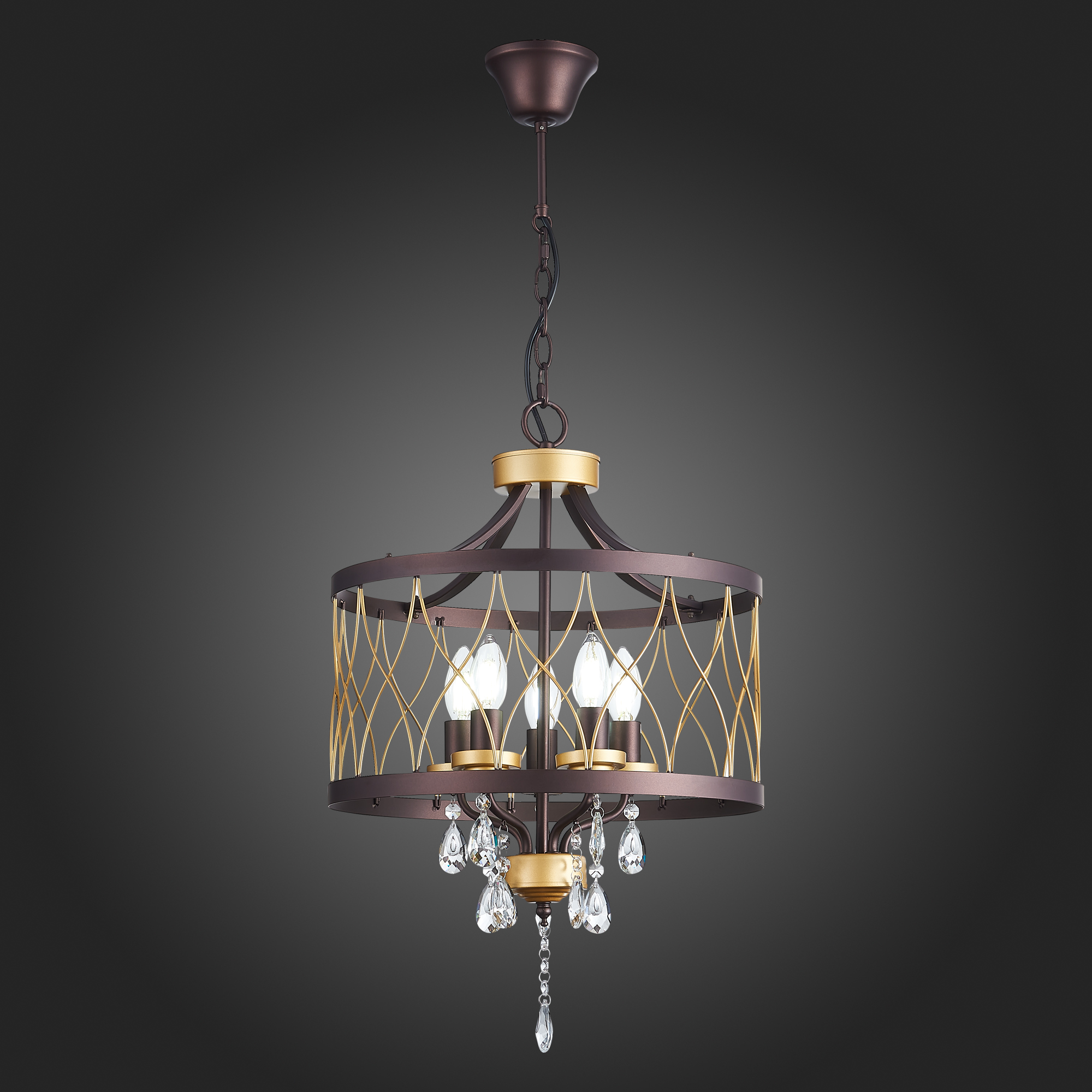 SL789.423.05 Люстра подвесная ST-Luce Темный кофе, Золото/Темный кофе, Золото, Прозрачный E14 5*60W GRASSО