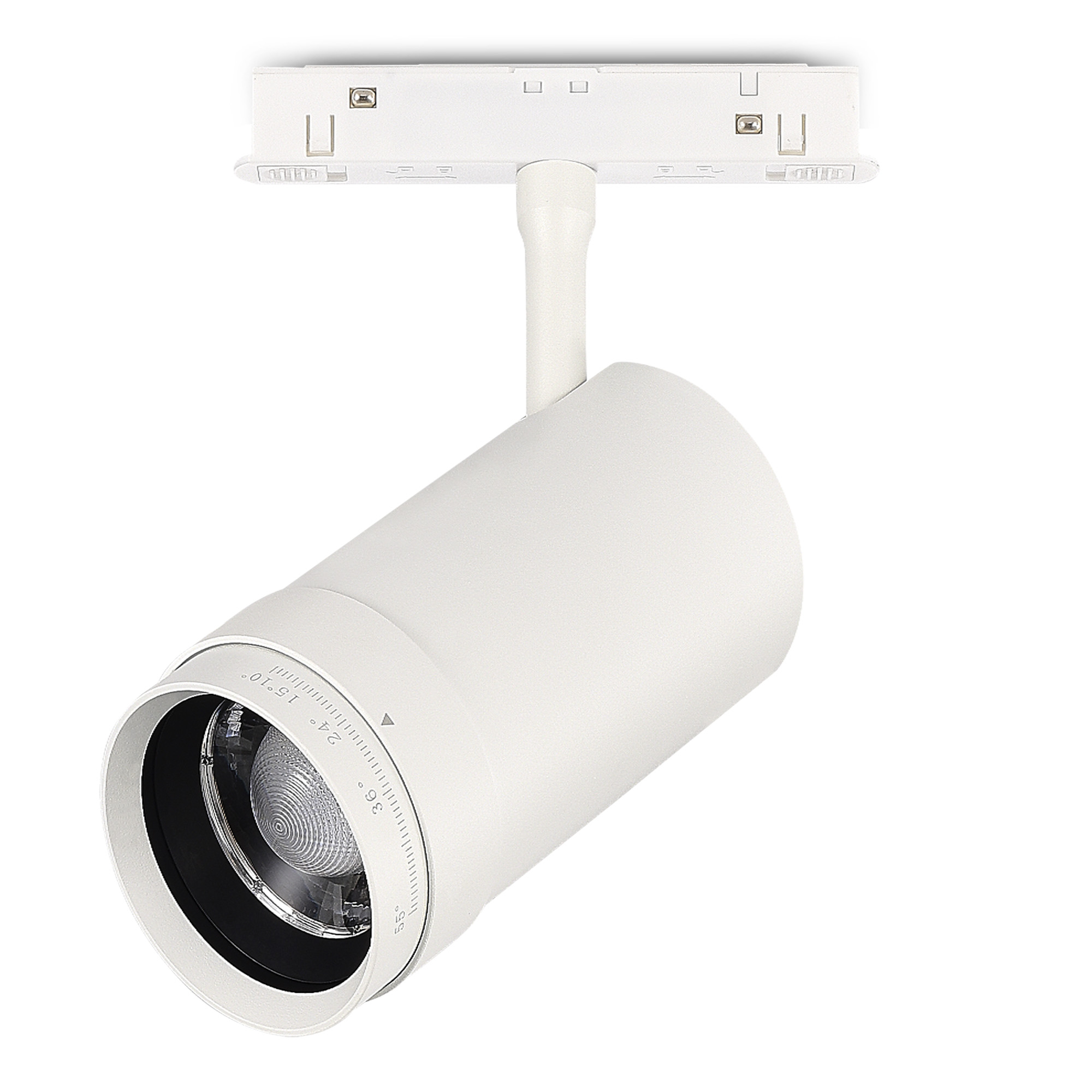 ST357.536.20 Магнитный трековый светильник ZOOM Белый LED 1*20W 3000K Lm Ra90 10-55° IP20 D60xH170 4 SKYLINE 48