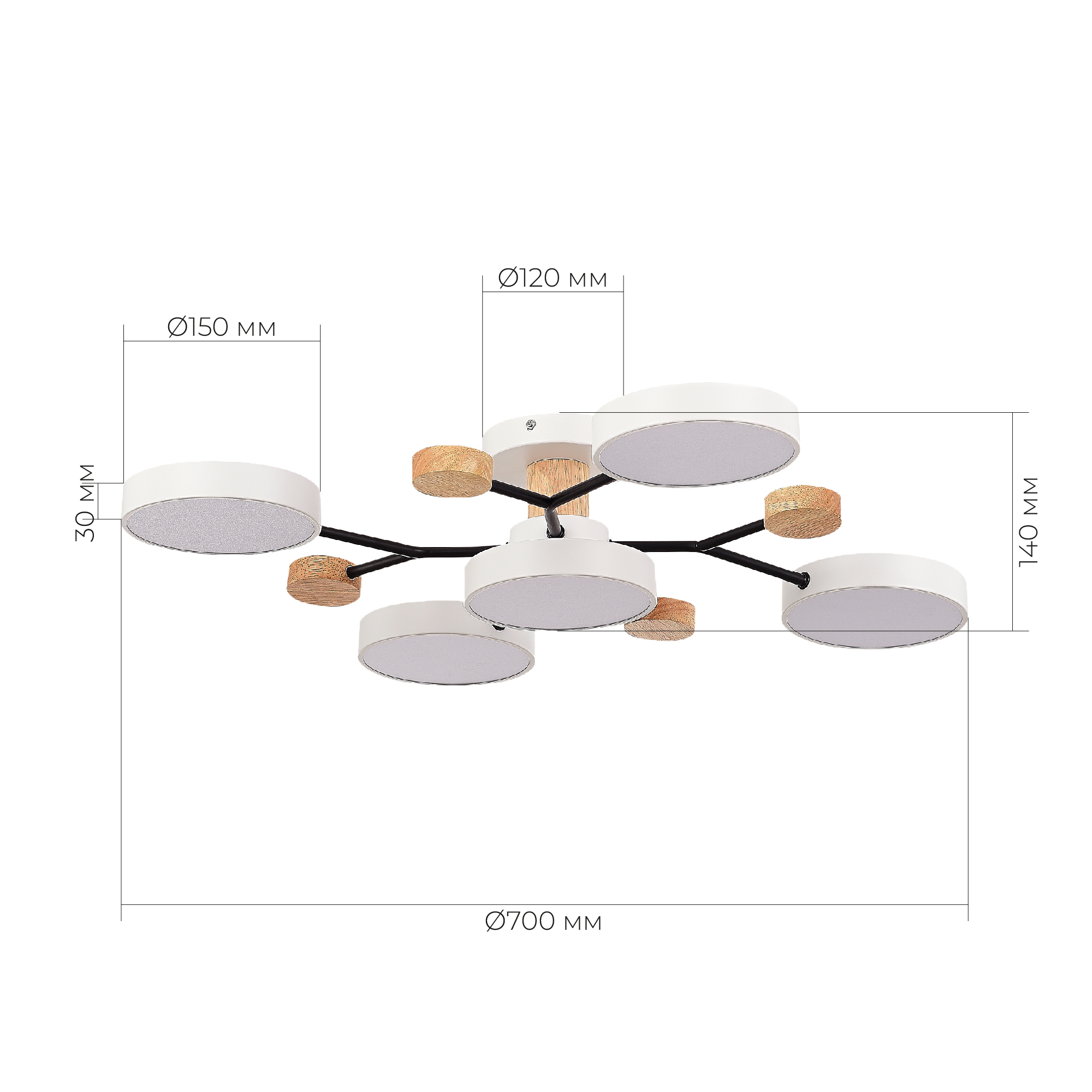SLE6006-502-05 Светильник потолочный Белый/Белый LED 5*12W 3000K/4500K/6000K FAEMA