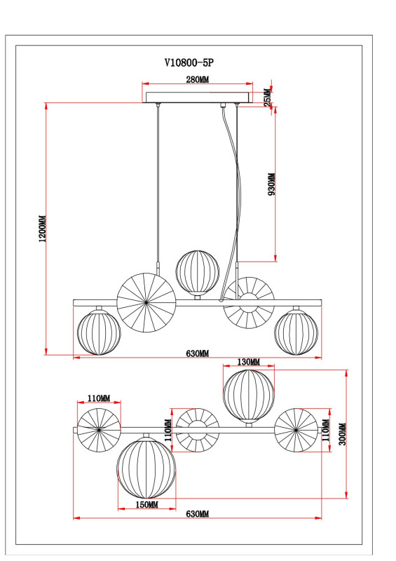 Подвесная люстра Moderli V10800-5P