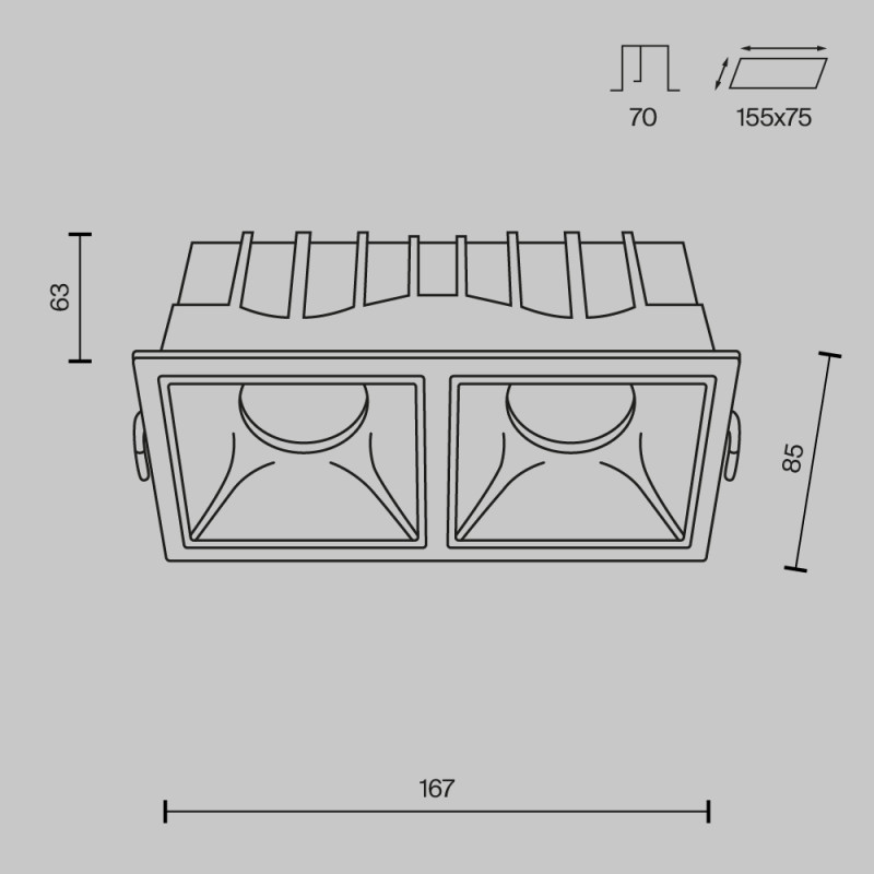 Встраиваемый светильник Maytoni Technical DL043-02-15W3K-SQ-WB