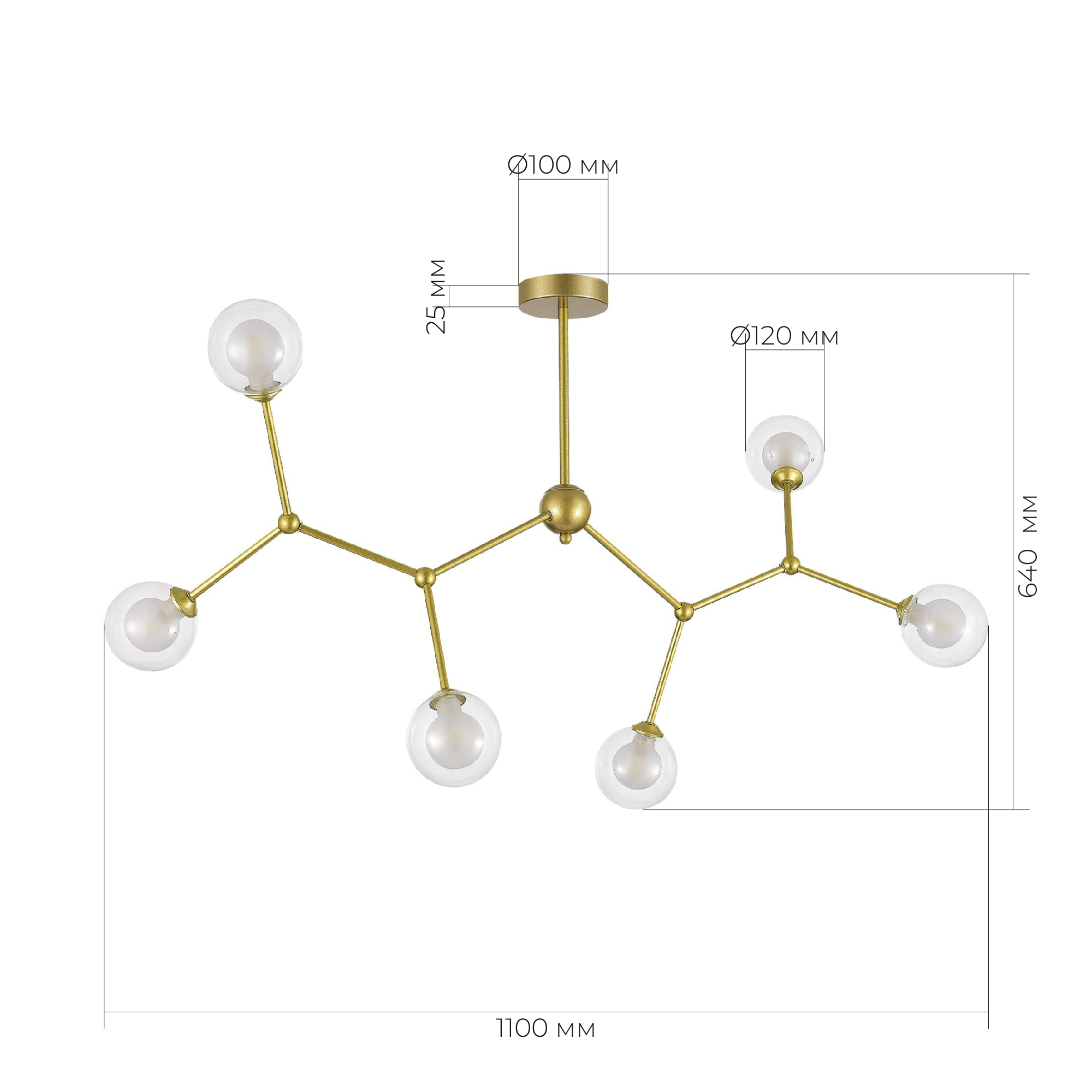 SLE1106-203-06 Светильник подвесной Золотистый/Прозрачный, Белый G9 LED 6*5W ARCUS