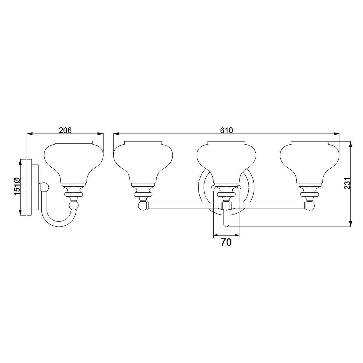 Бра для ванных комнат Hinkley, Арт. HK-AINSLEY3-BATH-BB