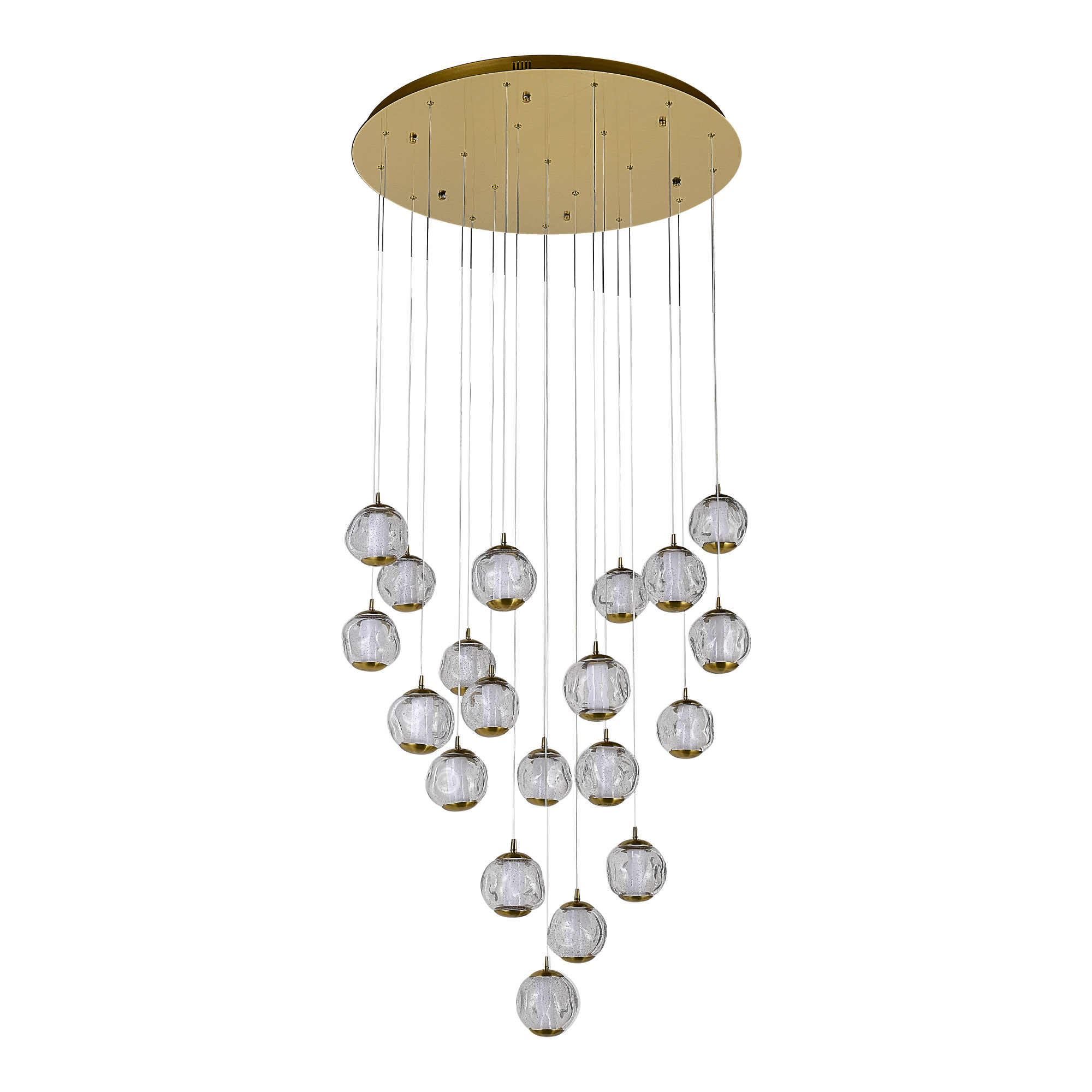 SL6520.303.20 Светильник подвесной ST-Luce латунь/прозрачный с пузырьками воздуха LED 1*100W 4000K HELMI