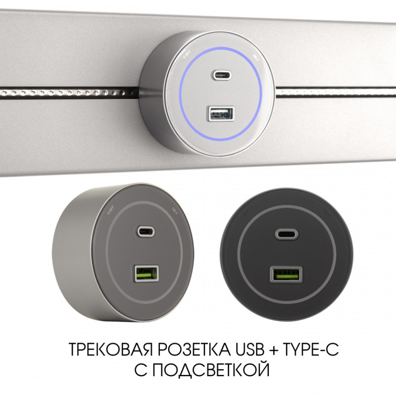 Трековая система розеток Arte Milano 399732TS/USB-Type-C Silver