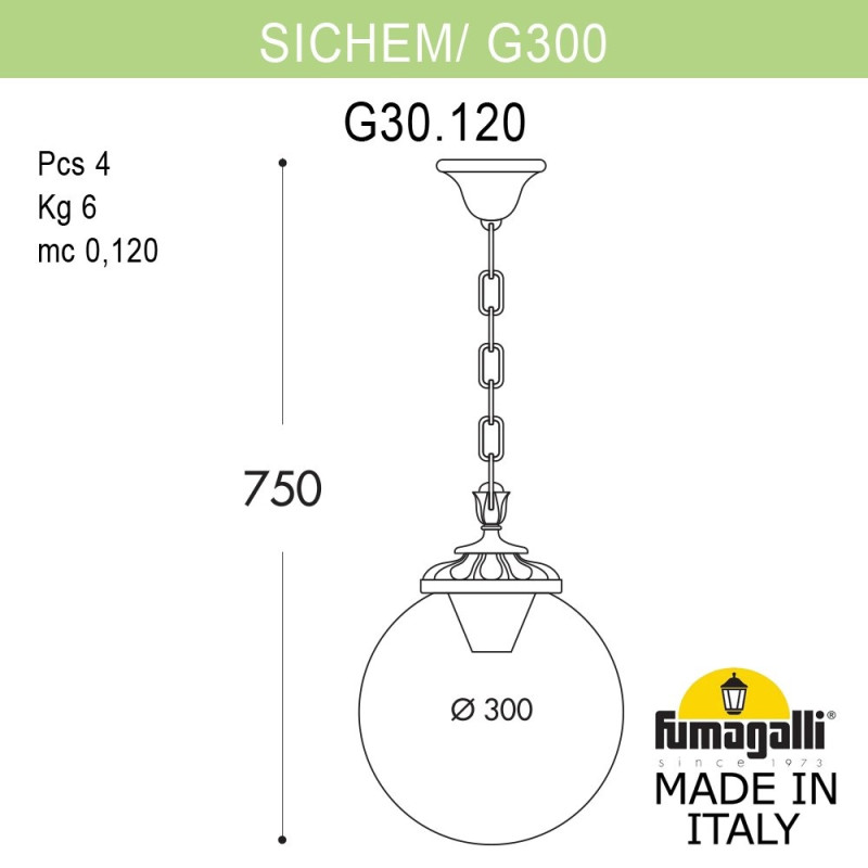 Подвесной уличный светильник Fumagalli G30.120.000.BZF1R