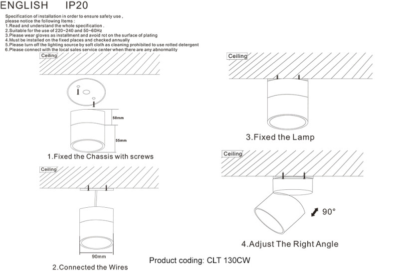 Накладной светильник Crystal Lux CLT 130CW WH