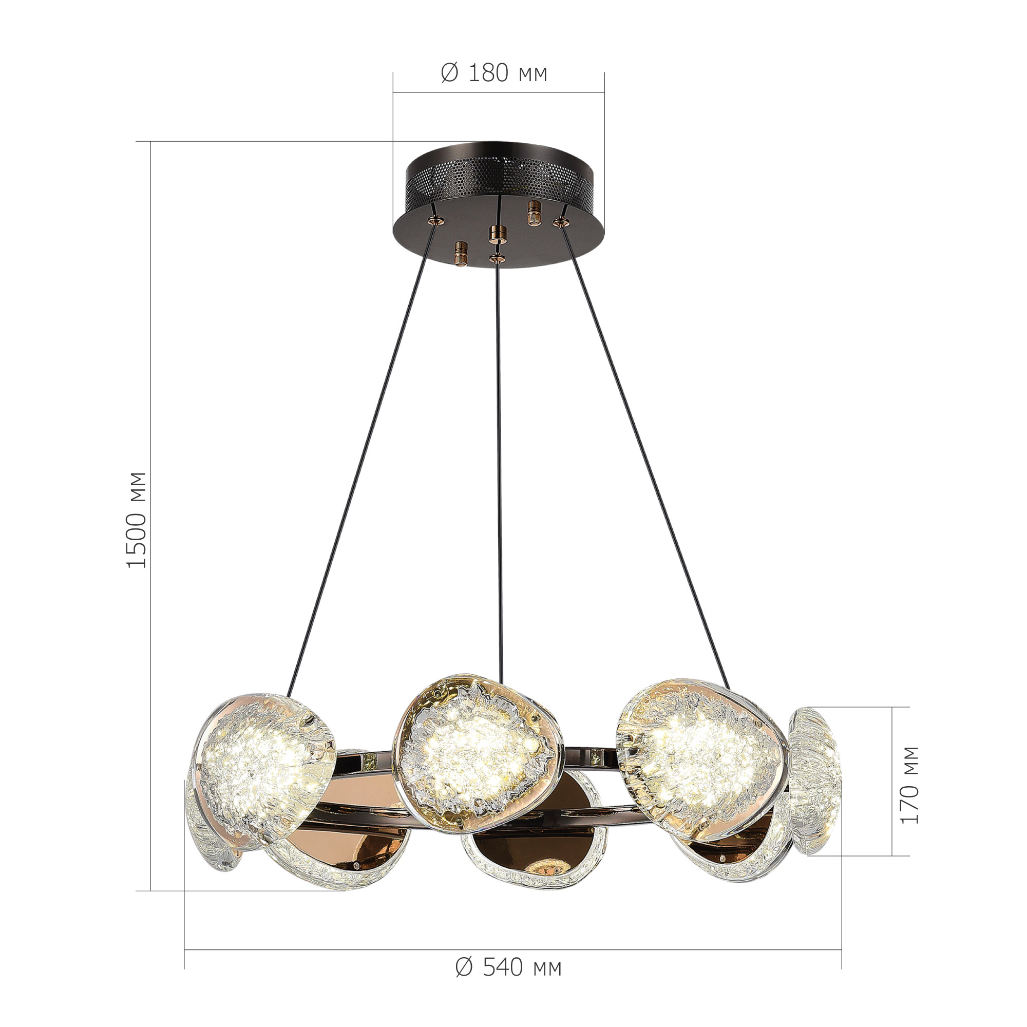 SL6018.203.64 Светильник подвесной ST-Luce черный/ золотистый / прозрачный LED 1*64W 4000K ENIGMA