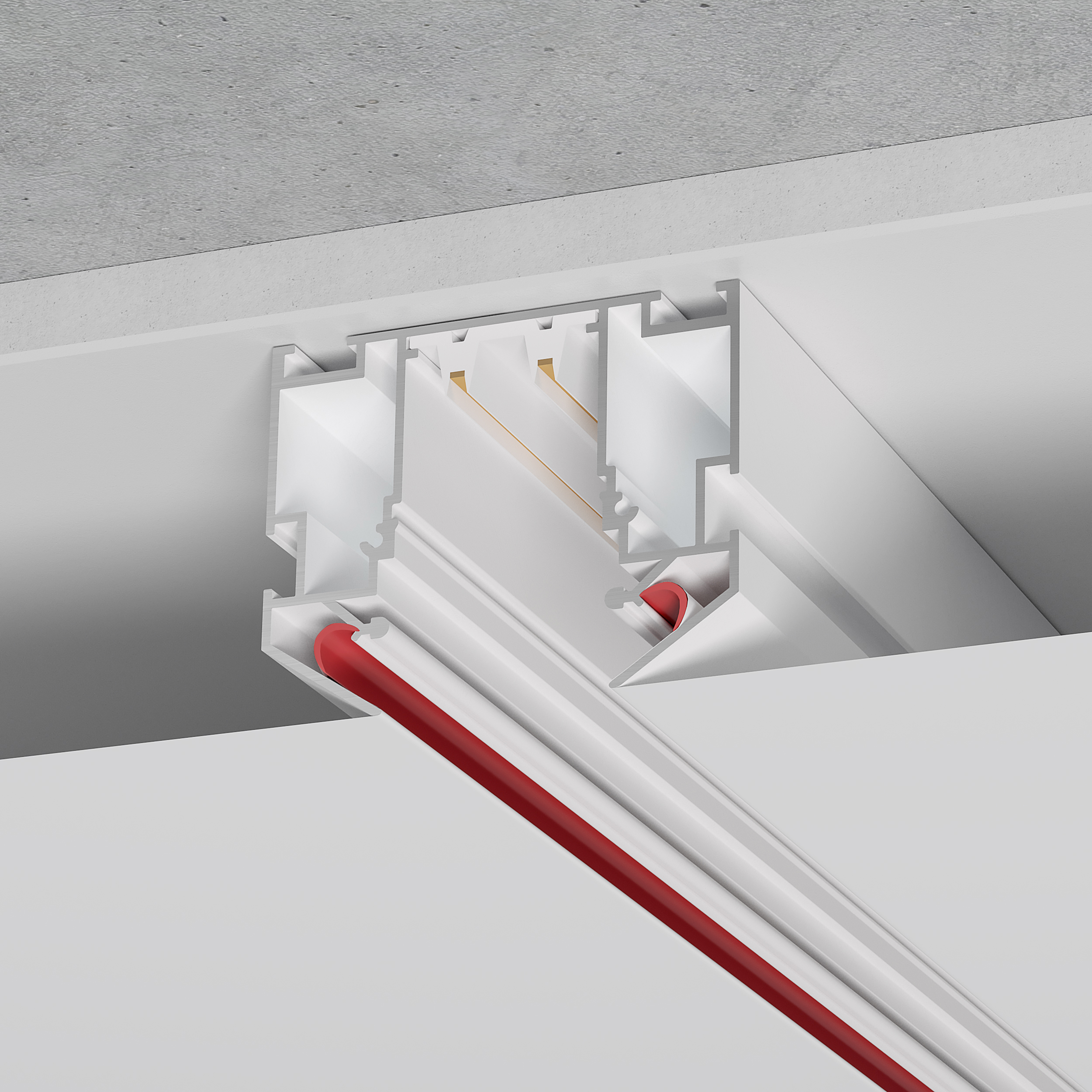 ST046.529.02 Шинопровод 220 под натяжной потолок  ST-Luce Белый Длина 2000мм (Заглушки 2+2 в ком) SKYLINE 220