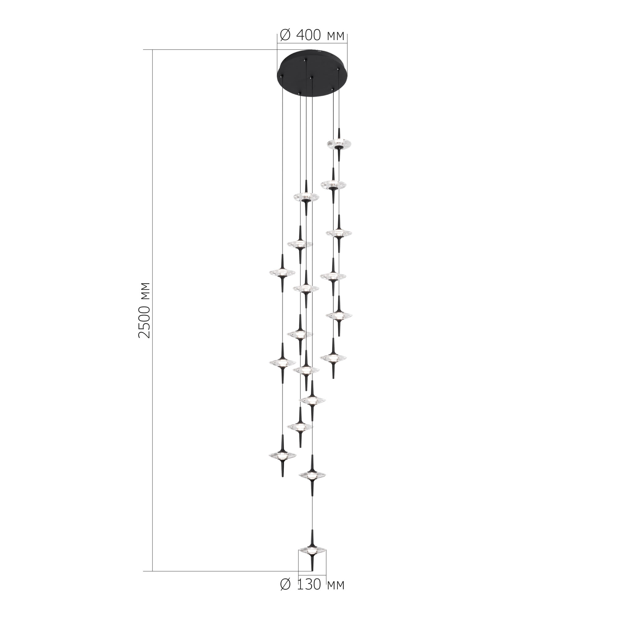 SL6231.403.18 Светильник подвесной ST-Luce Черный/Прозрачный LED 18*5W 4000K ZENITH