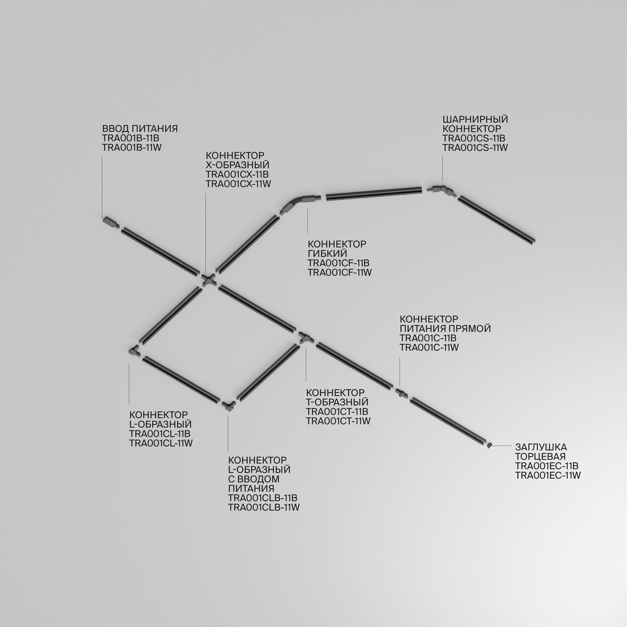 Шинопровод накладной/подвесной Technical TRX001-111B
