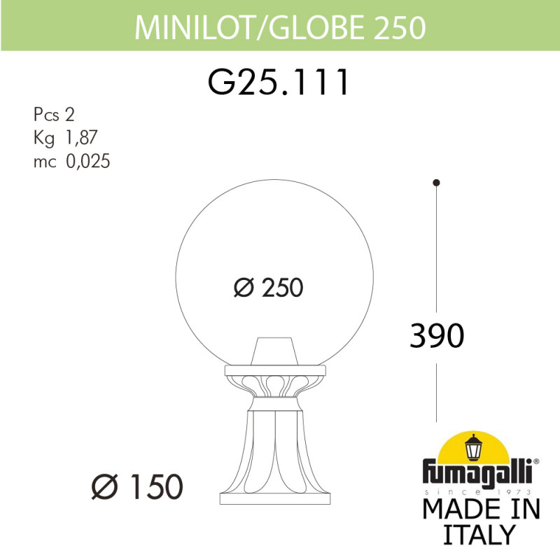 Садово-парковый светильник Fumagalli G25.111.000.BXF1R