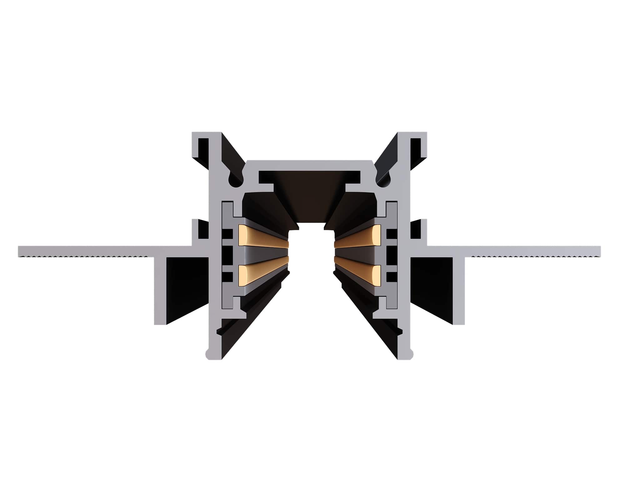 ST1004.429.12 Шинопровод магнитный встраиваемый под ГКЛ 12мм ST-Luce Черный L2000мм(заглушки в комп) SKYLINE 48+