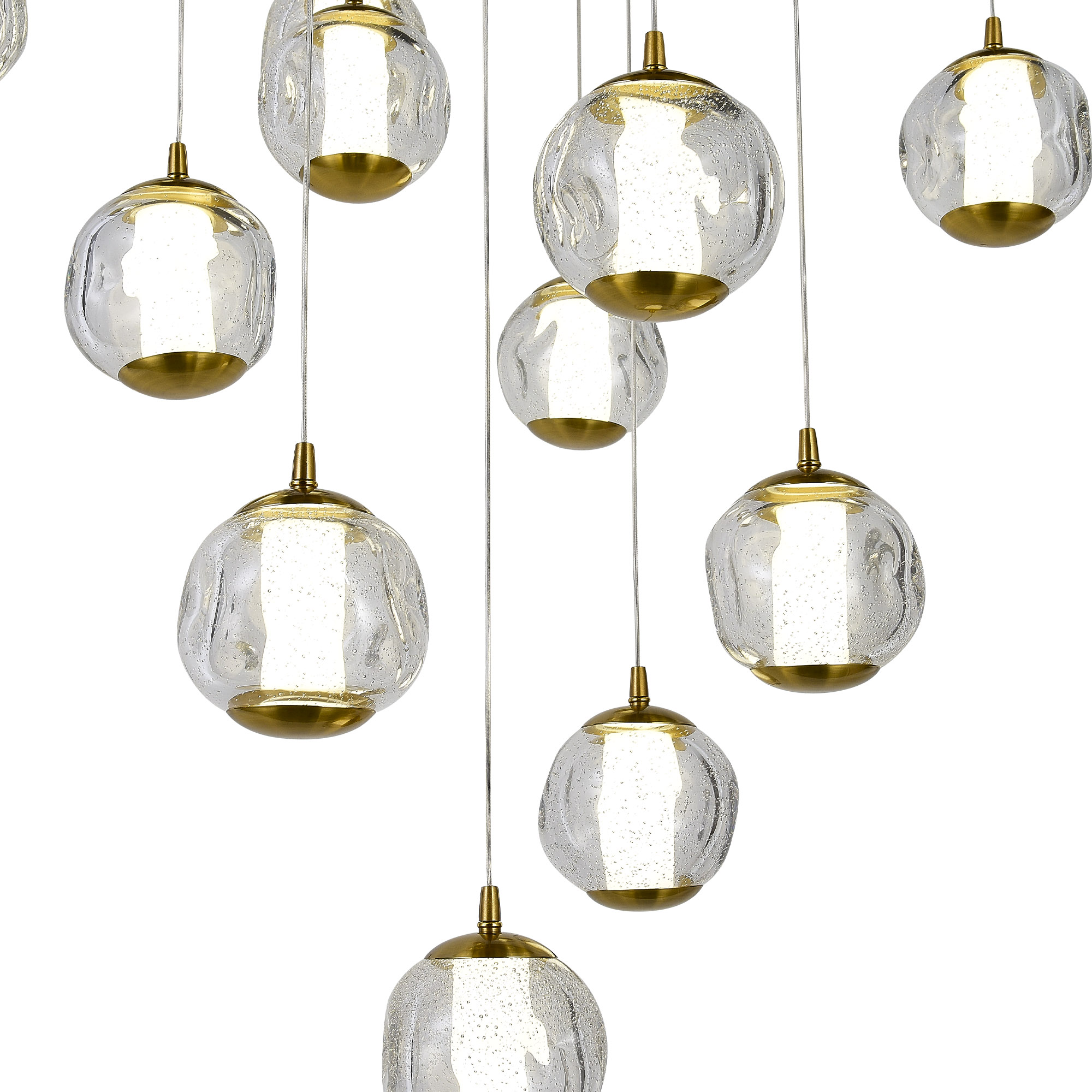 SL6520.303.20 Светильник подвесной ST-Luce латунь/прозрачный с пузырьками воздуха LED 1*100W 4000K HELMI