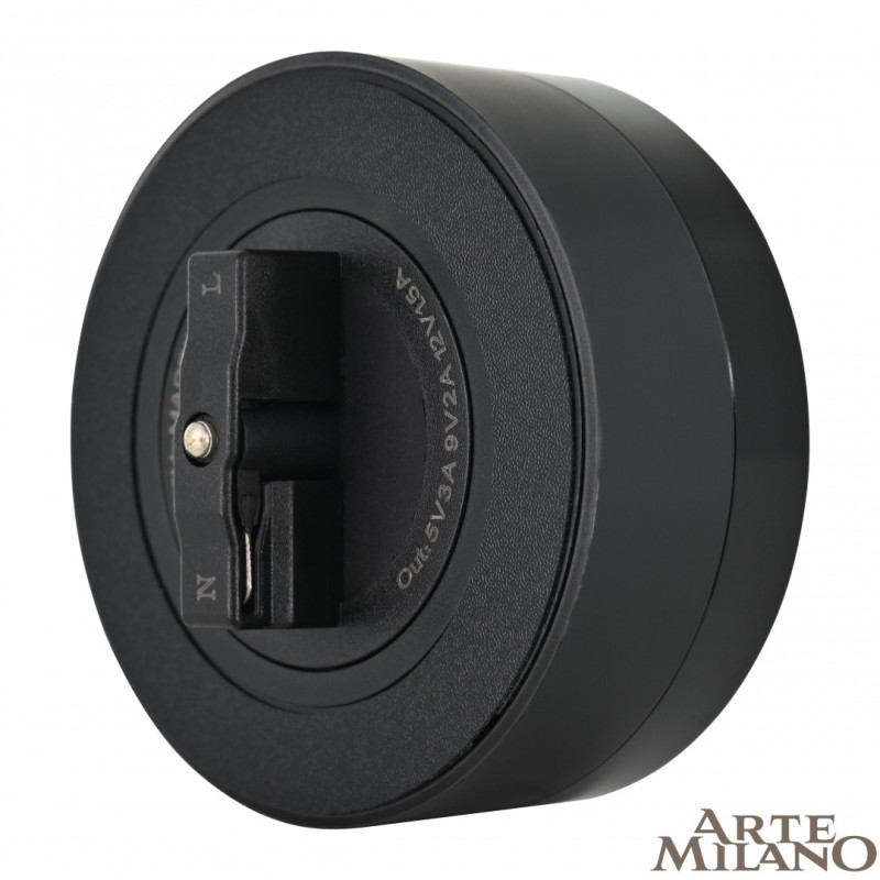 Трековая система розеток Arte Milano 380066TS LED/USB-Type-C Black