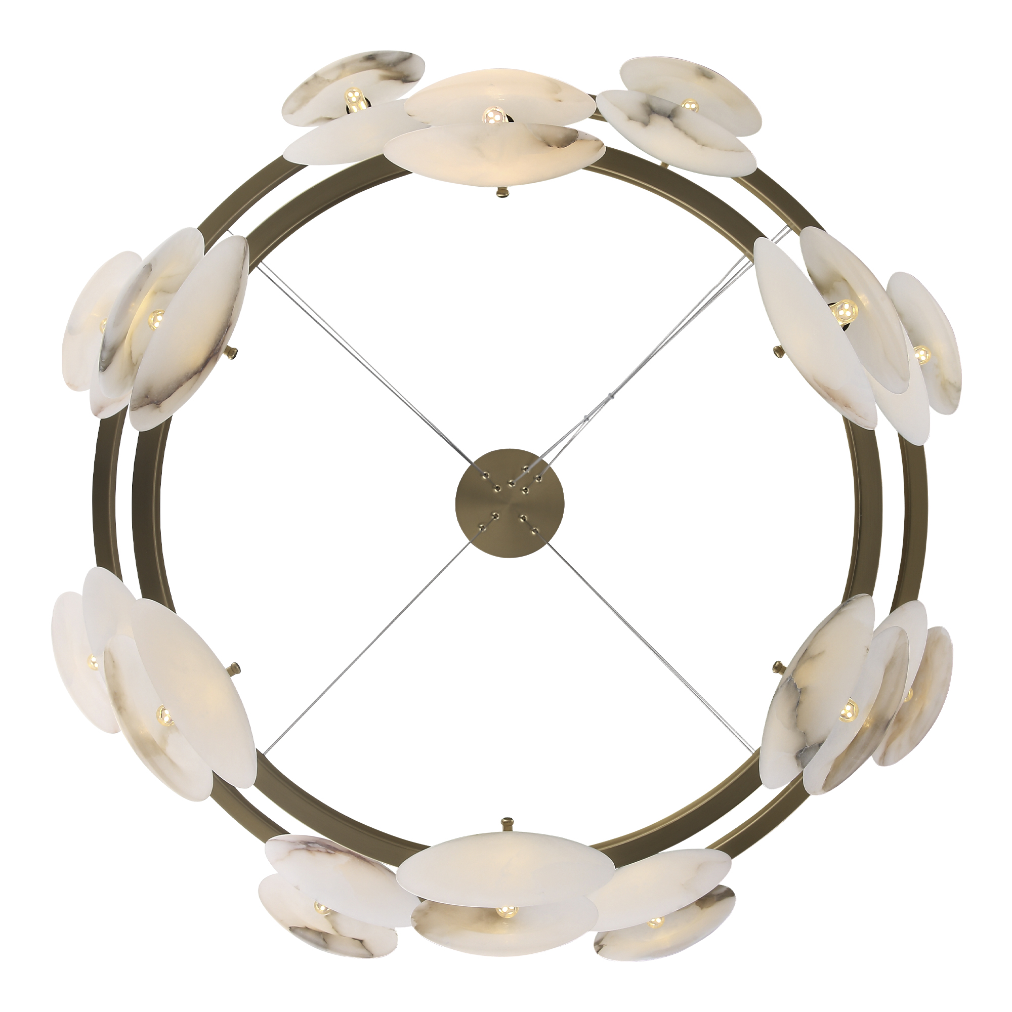 SL1520.303.14 Светильник подвесной ST-Luce Латунь/Алебастр G9 14*5W 4000K CLAM